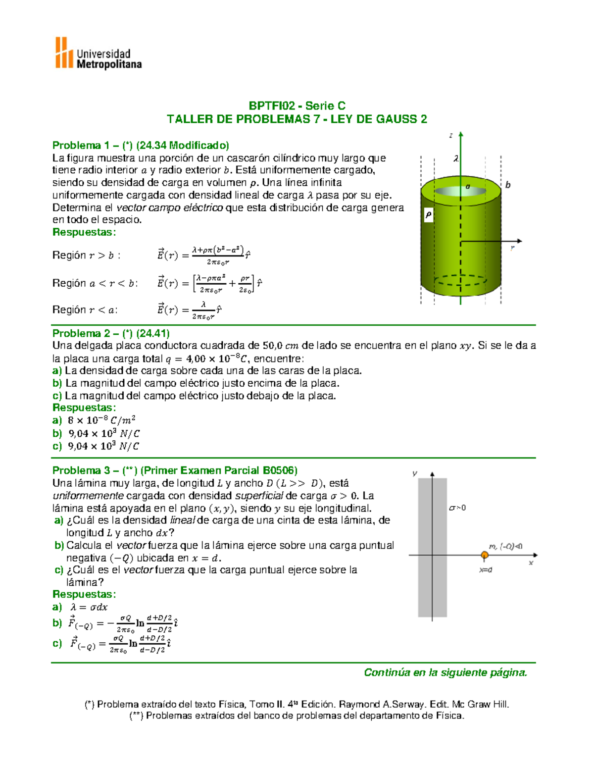 Bptfi 02 Taller 7C Ley de Gauss 2 NL - (*) Problema extraído del texto ...
