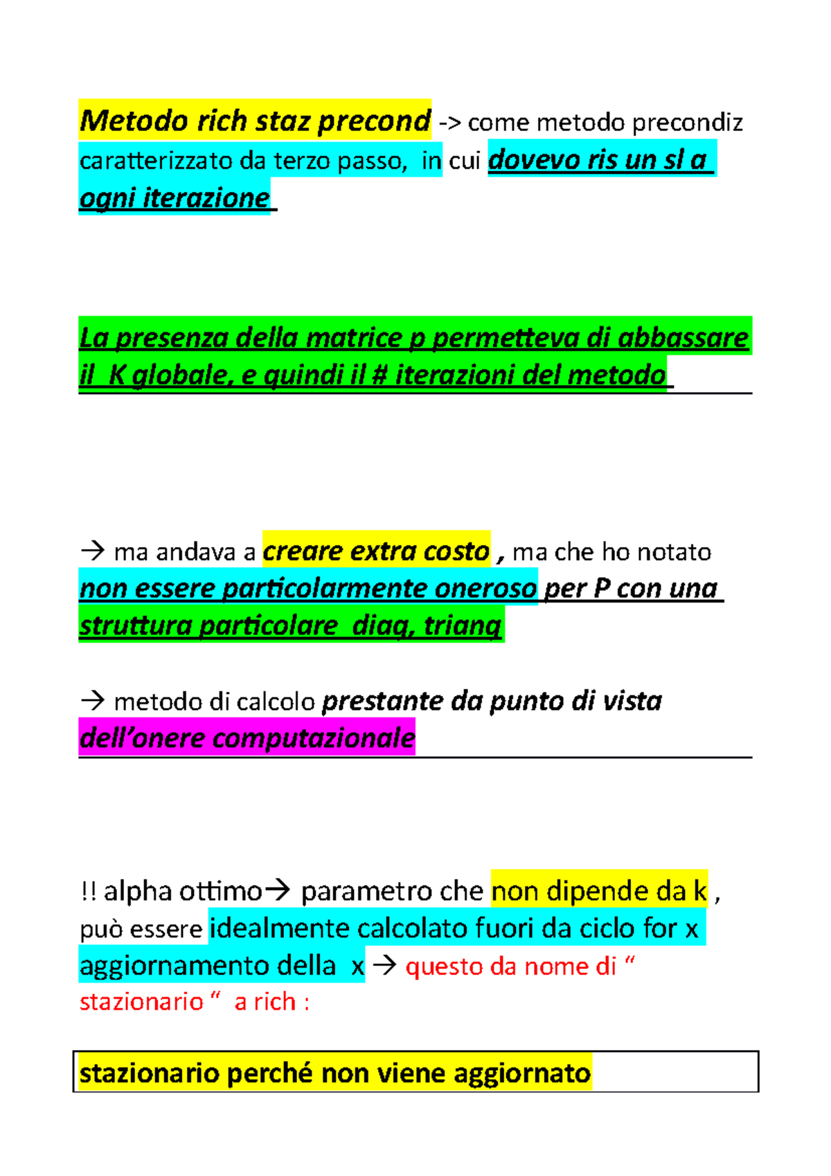 Calcolo numerico, Lezione 10. metodo del gradiente - Metodo rich staz ...