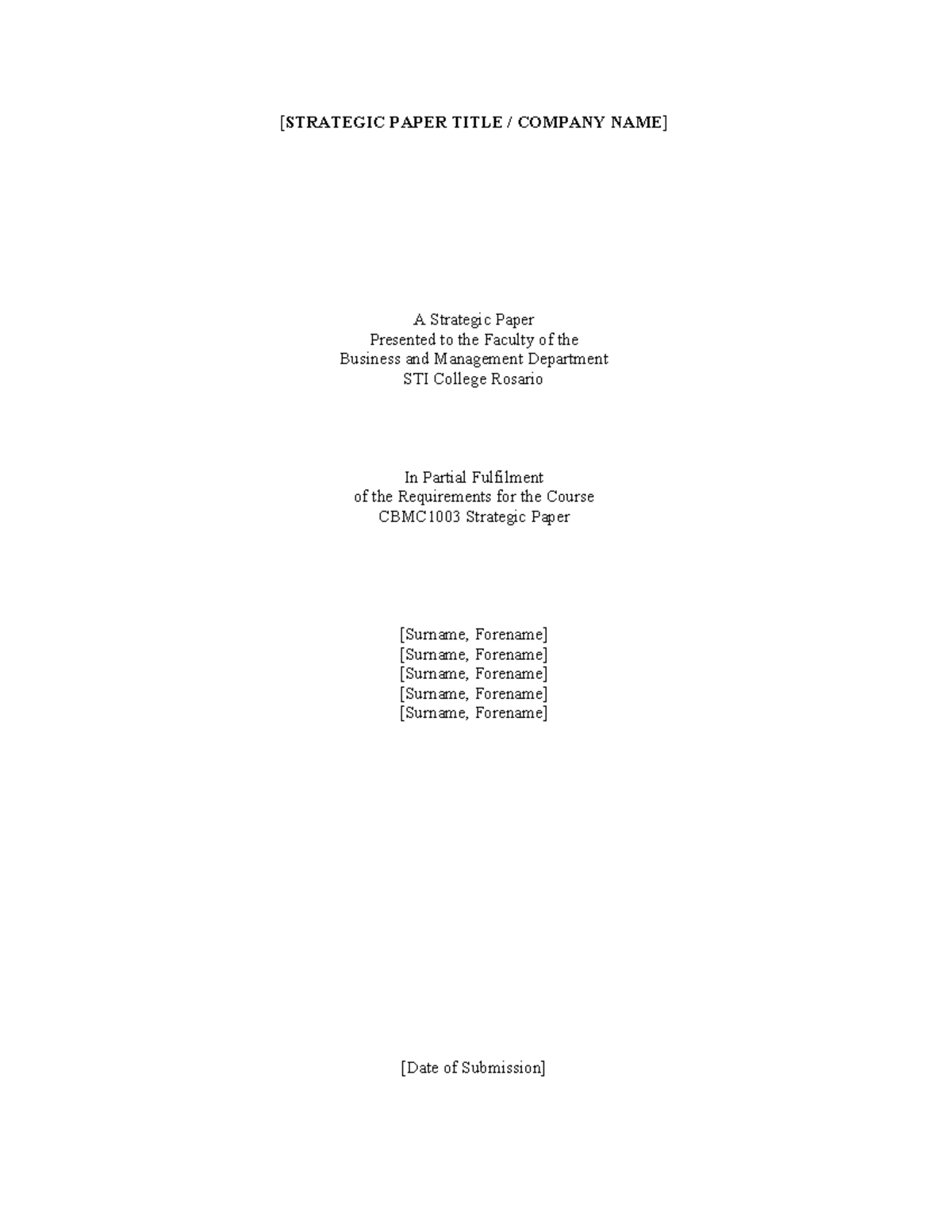 Banua Strategic Paper Format - BS in Accounting Information Systems ...