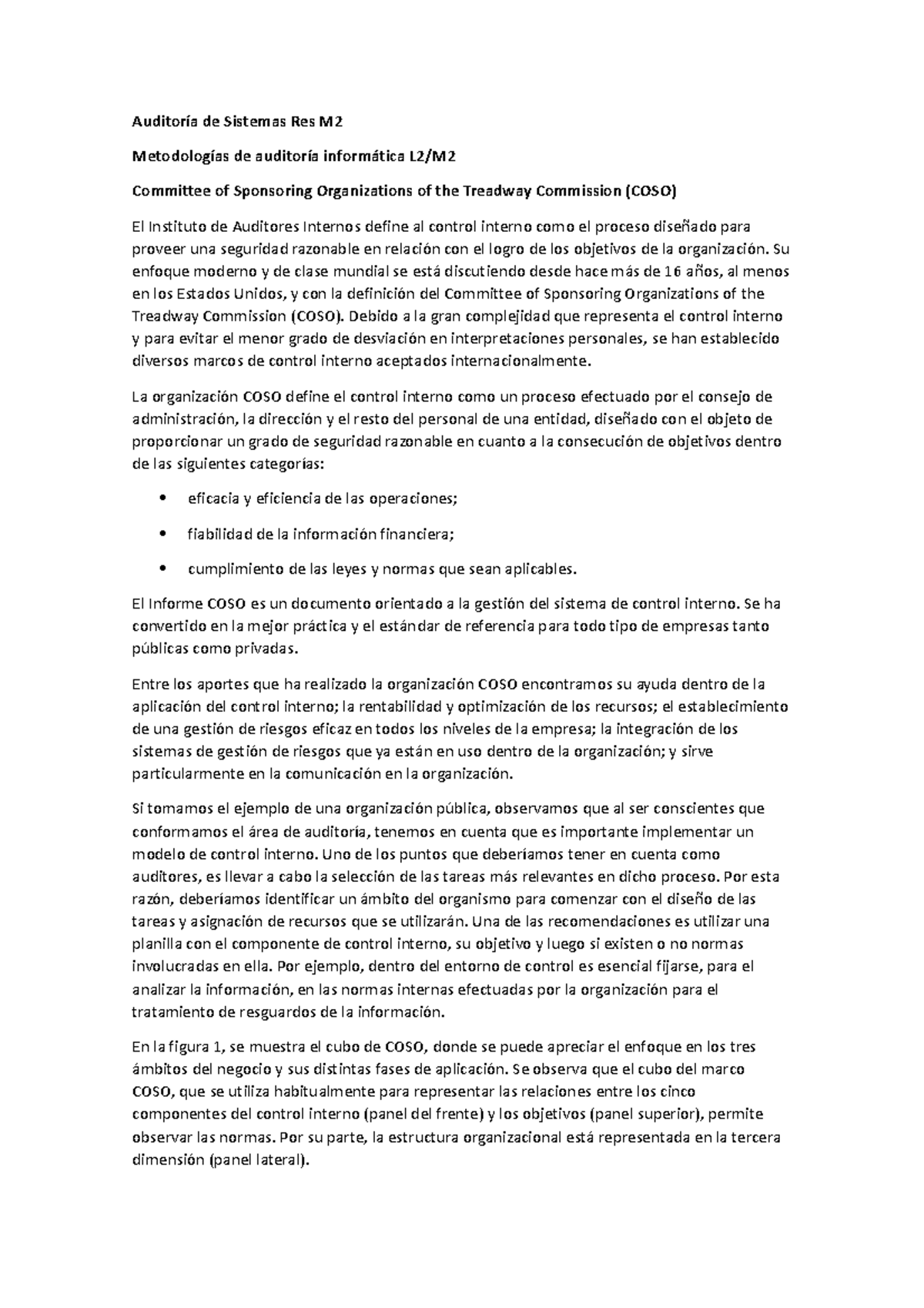 Auditoría De Sistemas Res M2 - Auditoría De Sistemas Res M Metodologías 