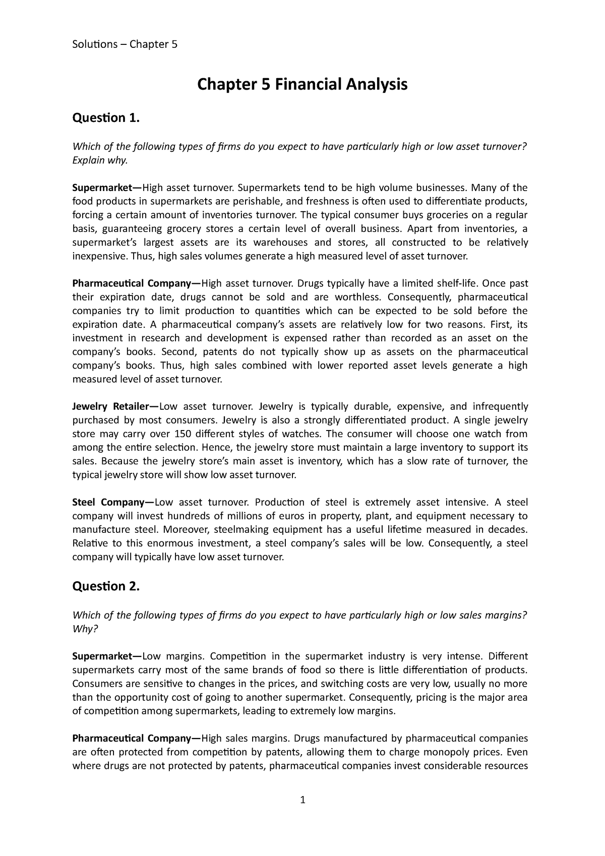 problem solving with financial models chapter 5 answers