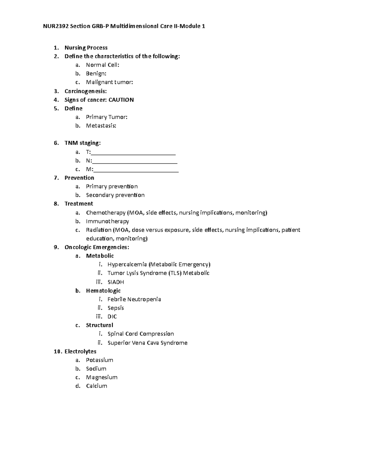 Key Concept Guide Mod Exam 1 - NUR2392 Section GRB-P Multidimensional ...