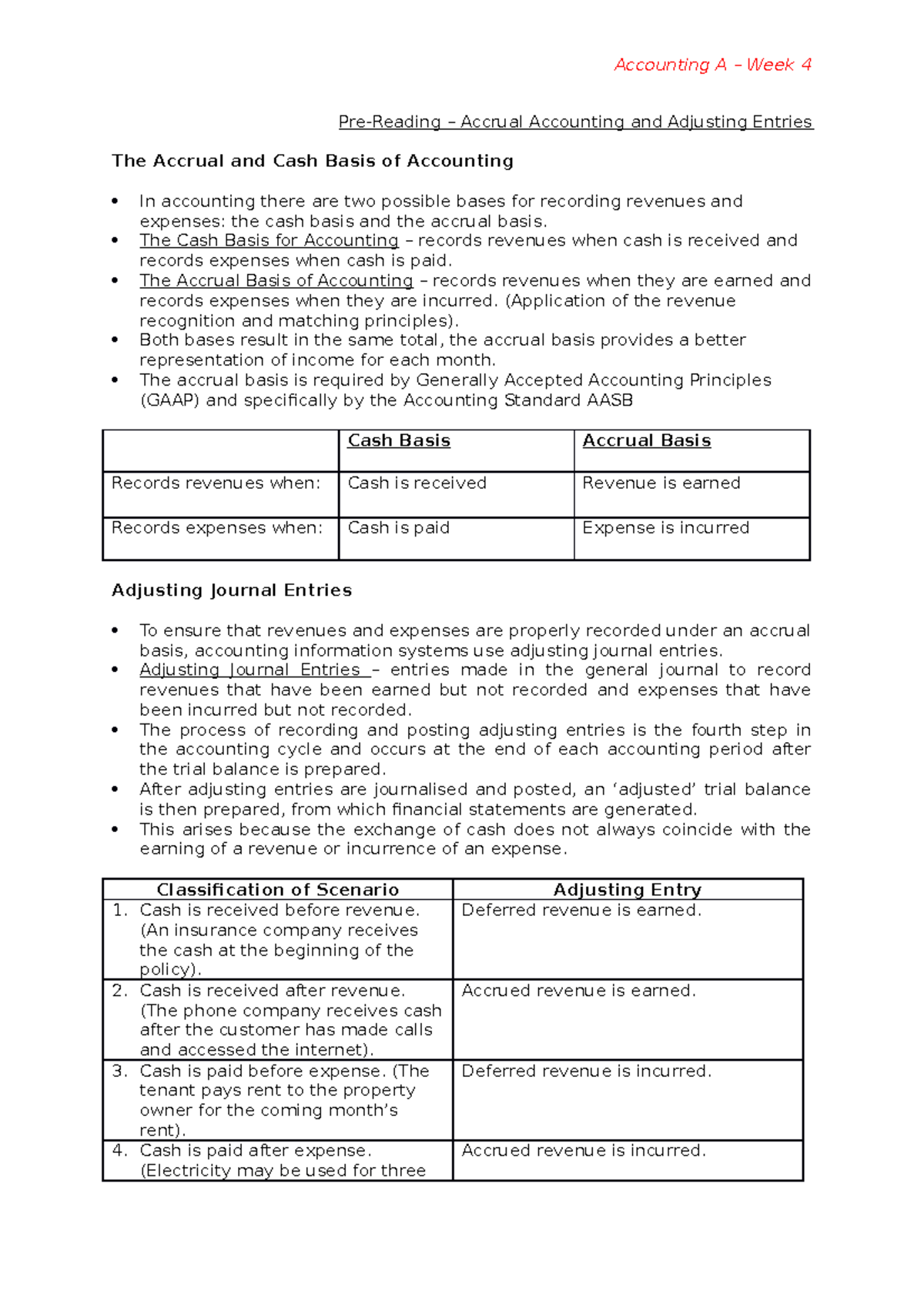 Accounting Week 4 - Accrual Accounting and Adjusting Entries - Pre ...