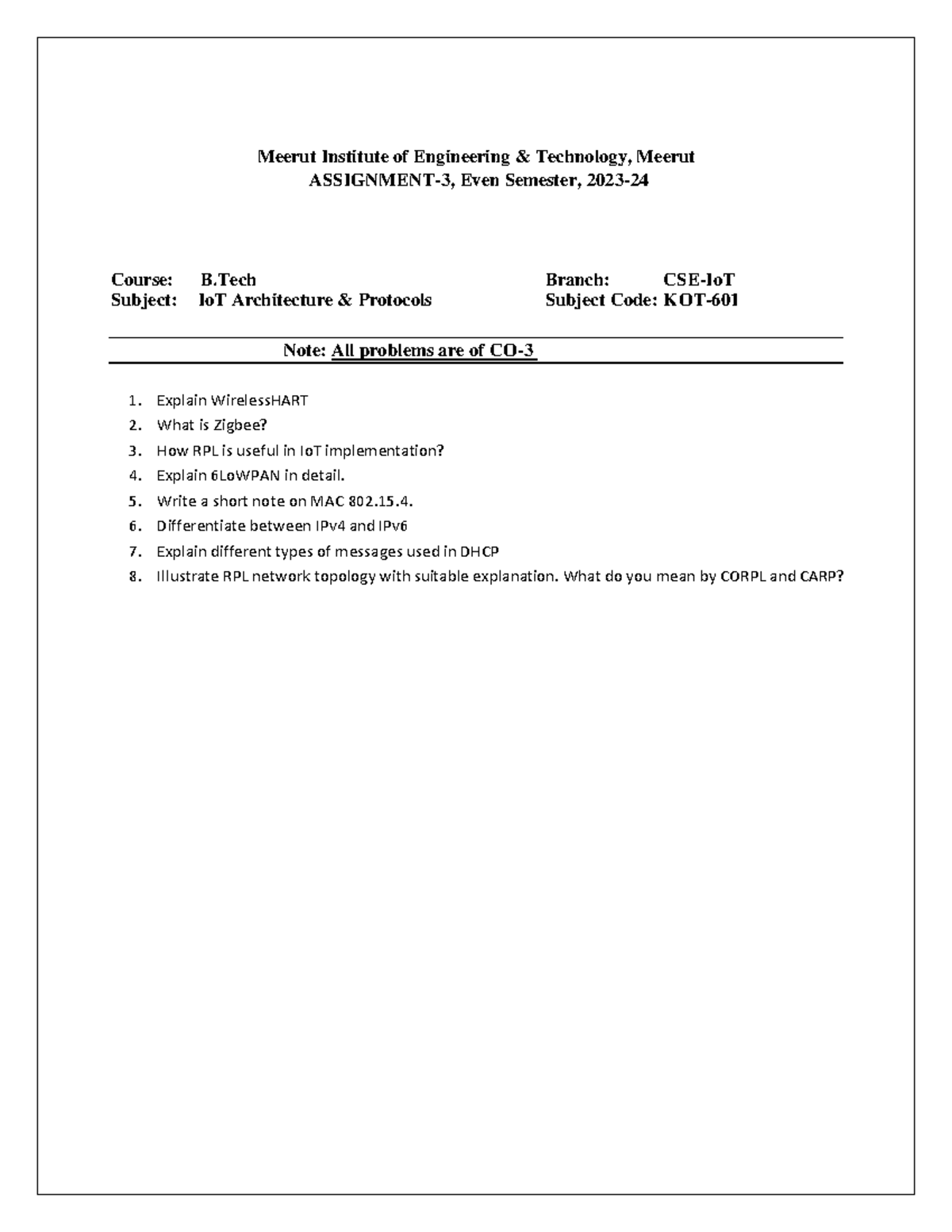 Assignment 3 frdg meerut institute of engineering technology