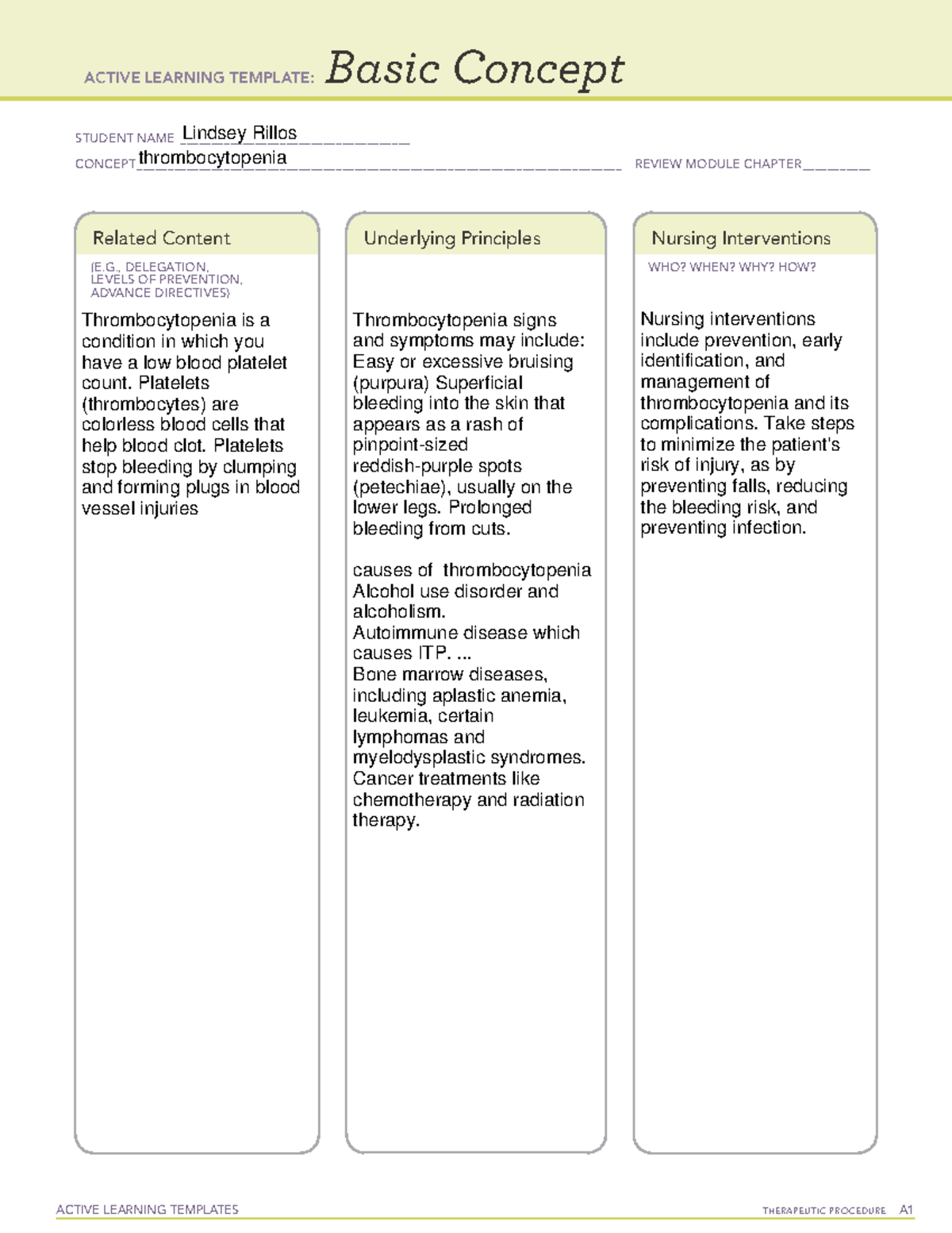 Thrombocytopenia quiz 11 - ACTIVE LEARNING TEMPLATES THERAPEUTIC ...