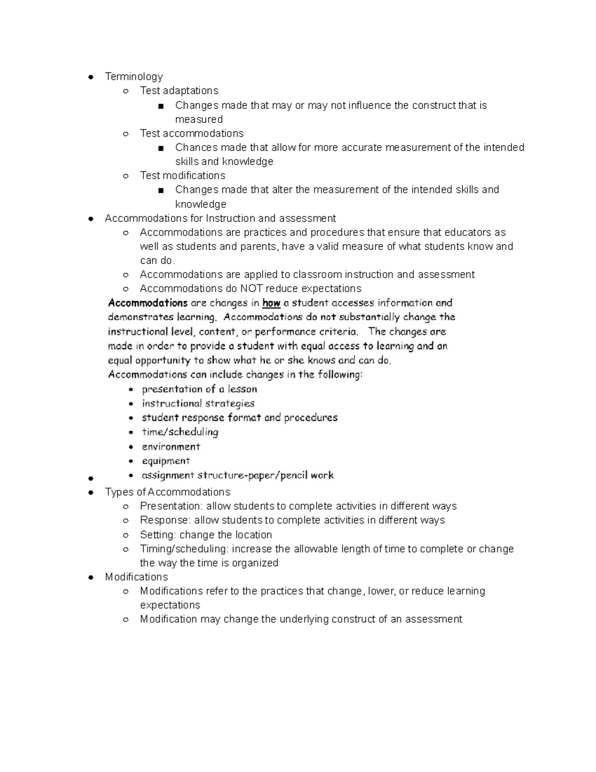 Using Test Adaptations and Accommodations - Terminology Test ...