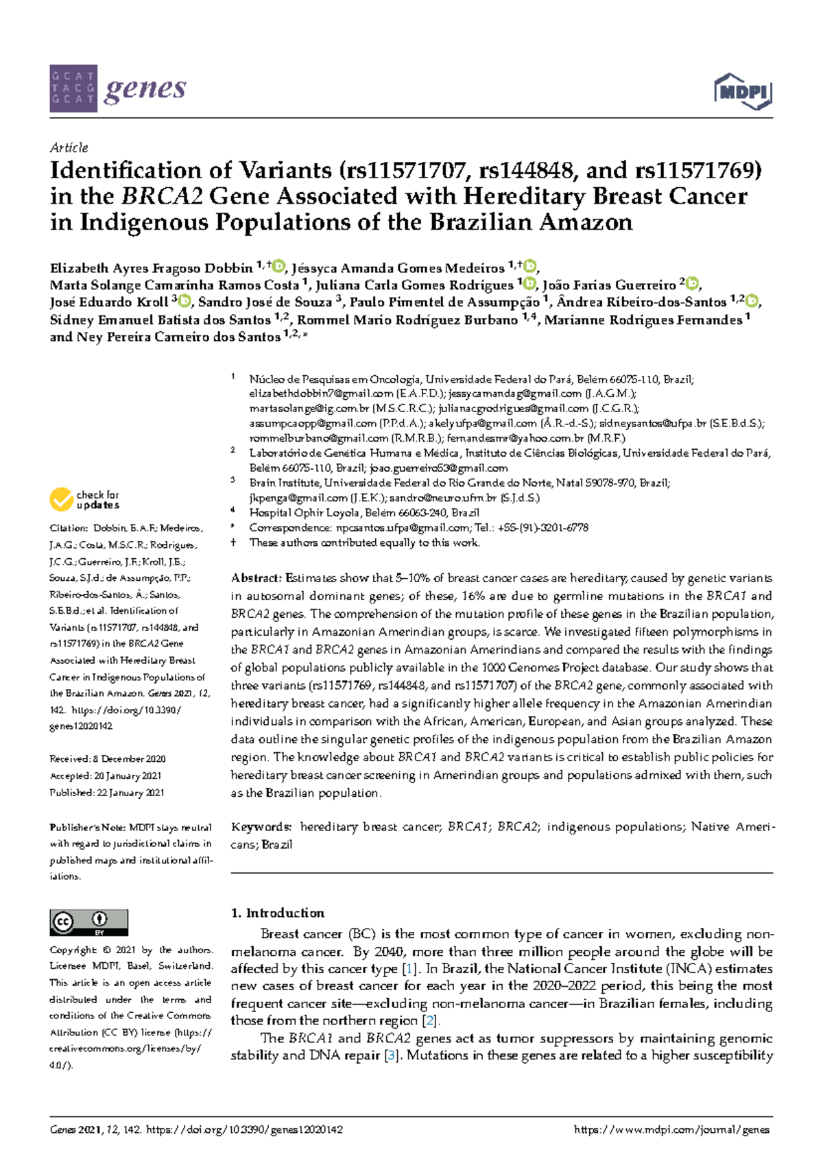 Genes1200142 genes G C A T T A C G G C A T Article Identification