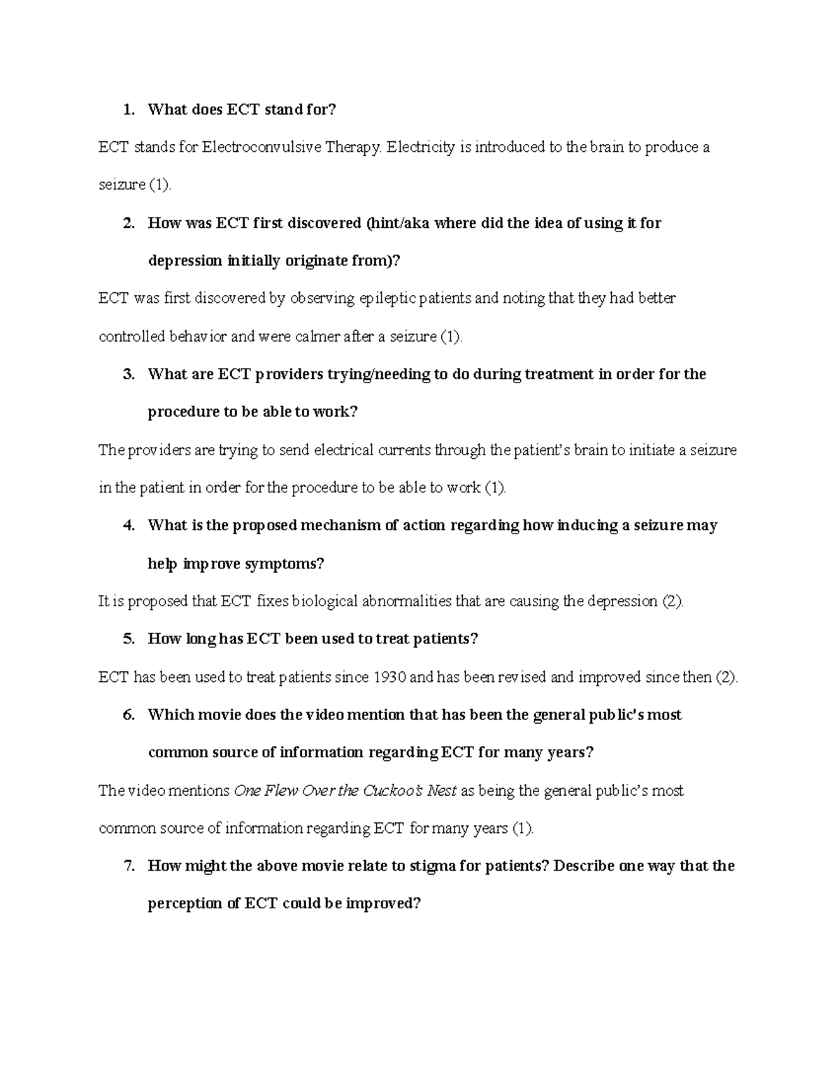 ECT questions2 ECT questions What does ECT stand for? ECT stands