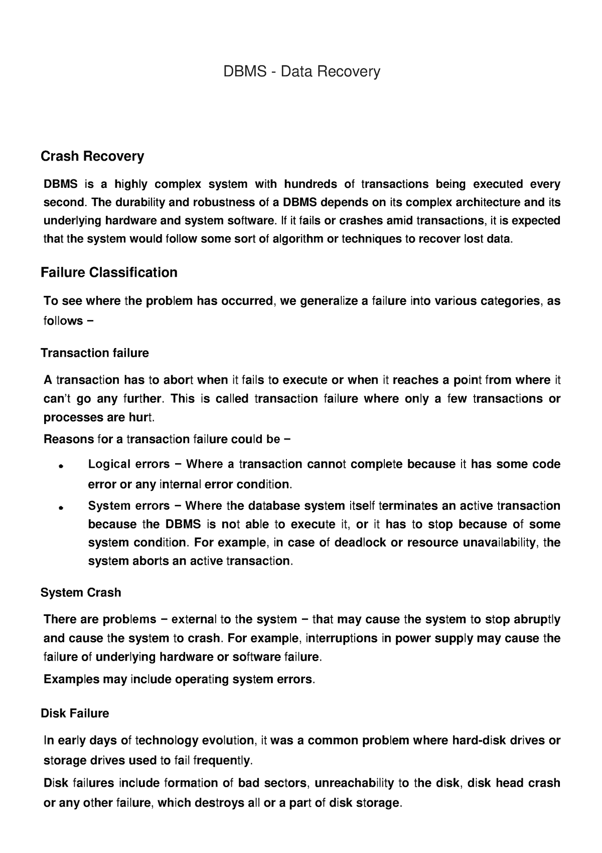 dbms-data-recovery-dbms-data-recovery-crash-recovery-dbms-is-a