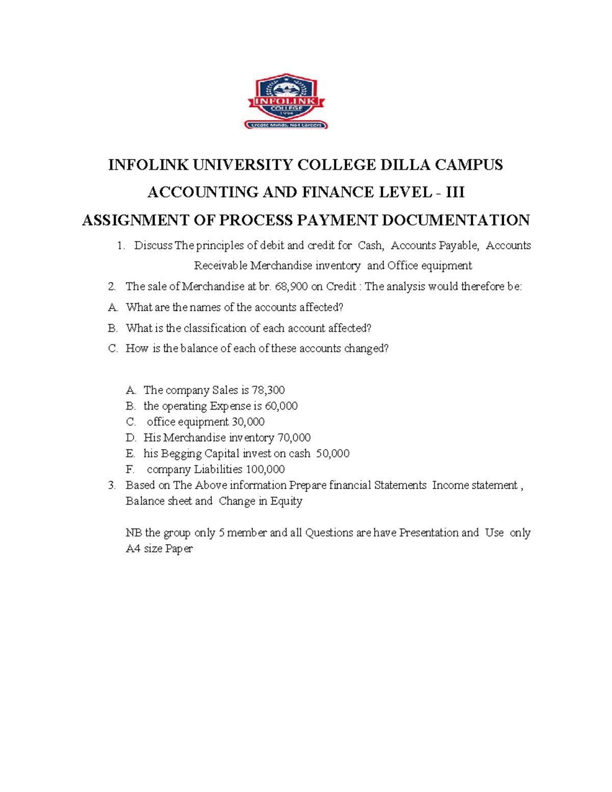 Group Assignment - Thanks - INFOLINK UNIVERSITY COLLEGE DILLA CAMPUS ...