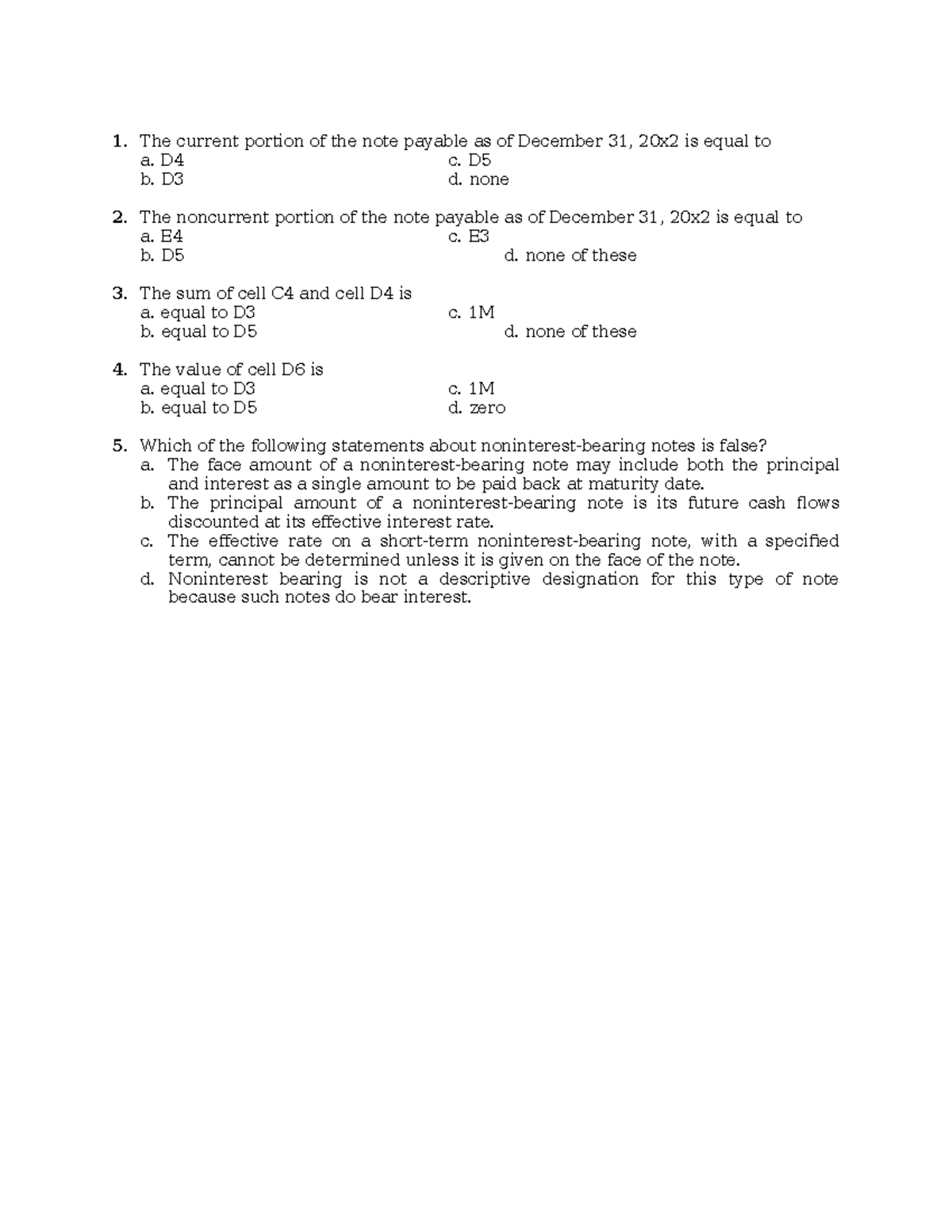 The current portion of the note payable as of December 31 1. The