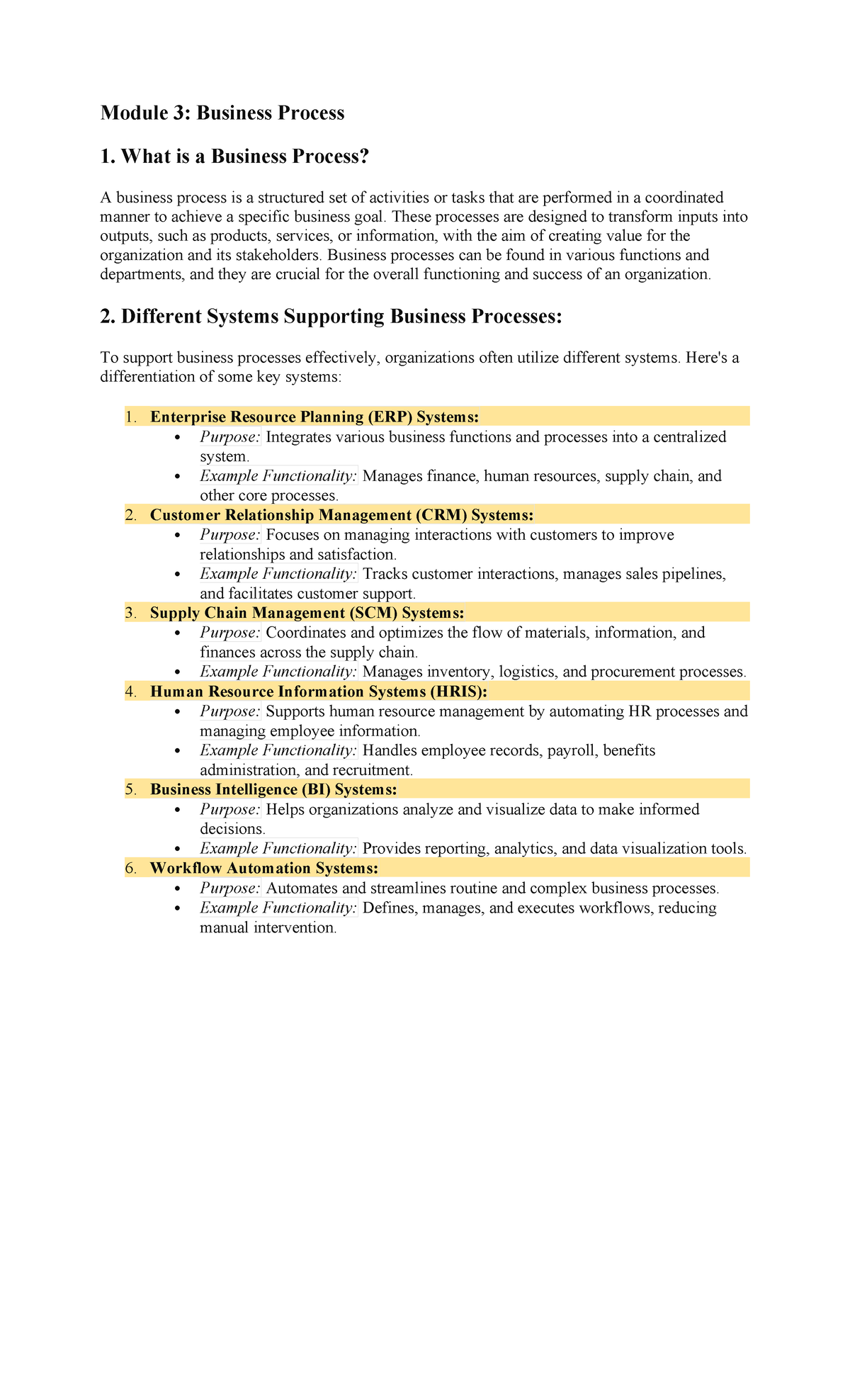 Module-3 - Module 3: Business Process 1. What is a Business Process? A ...