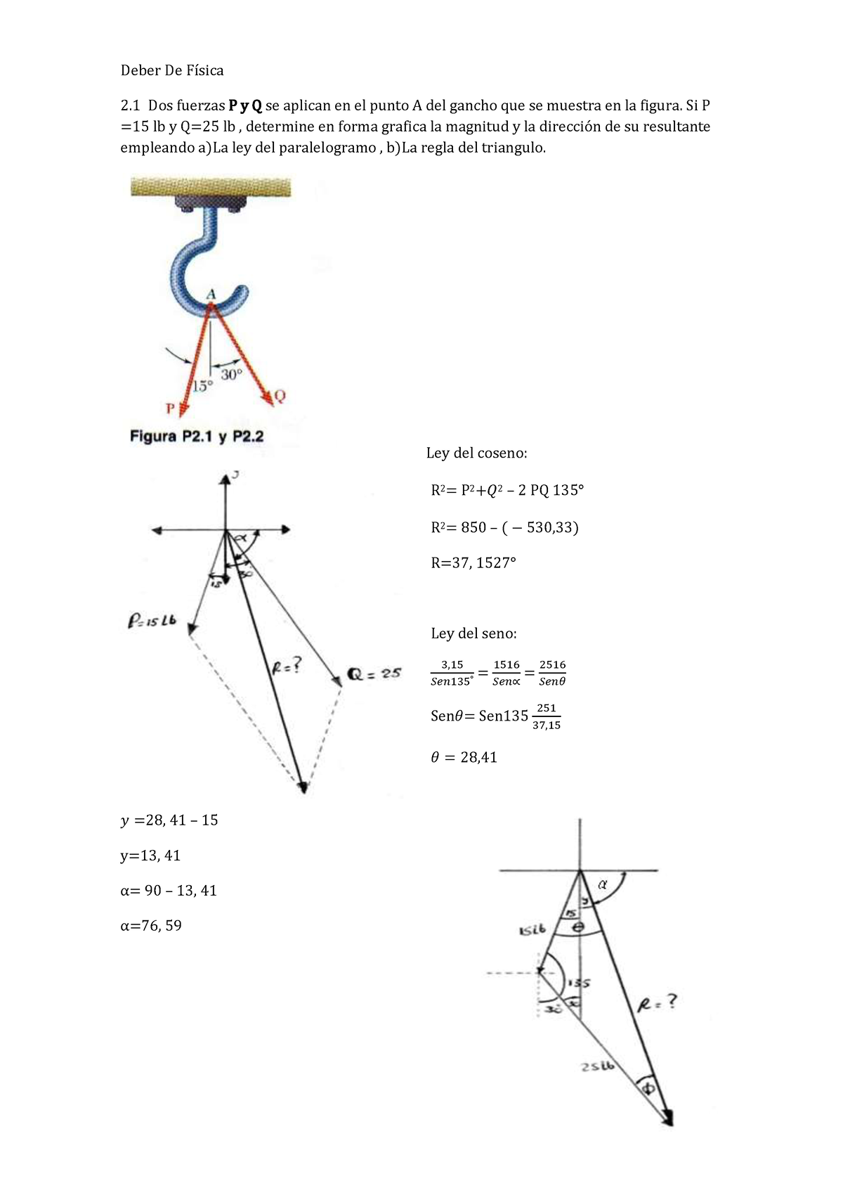 Nanopdf Notas Estos Son Los Ejercicios De La Practica No 1 Deber De FÌsica 2 Dos Fuerzas P 4781