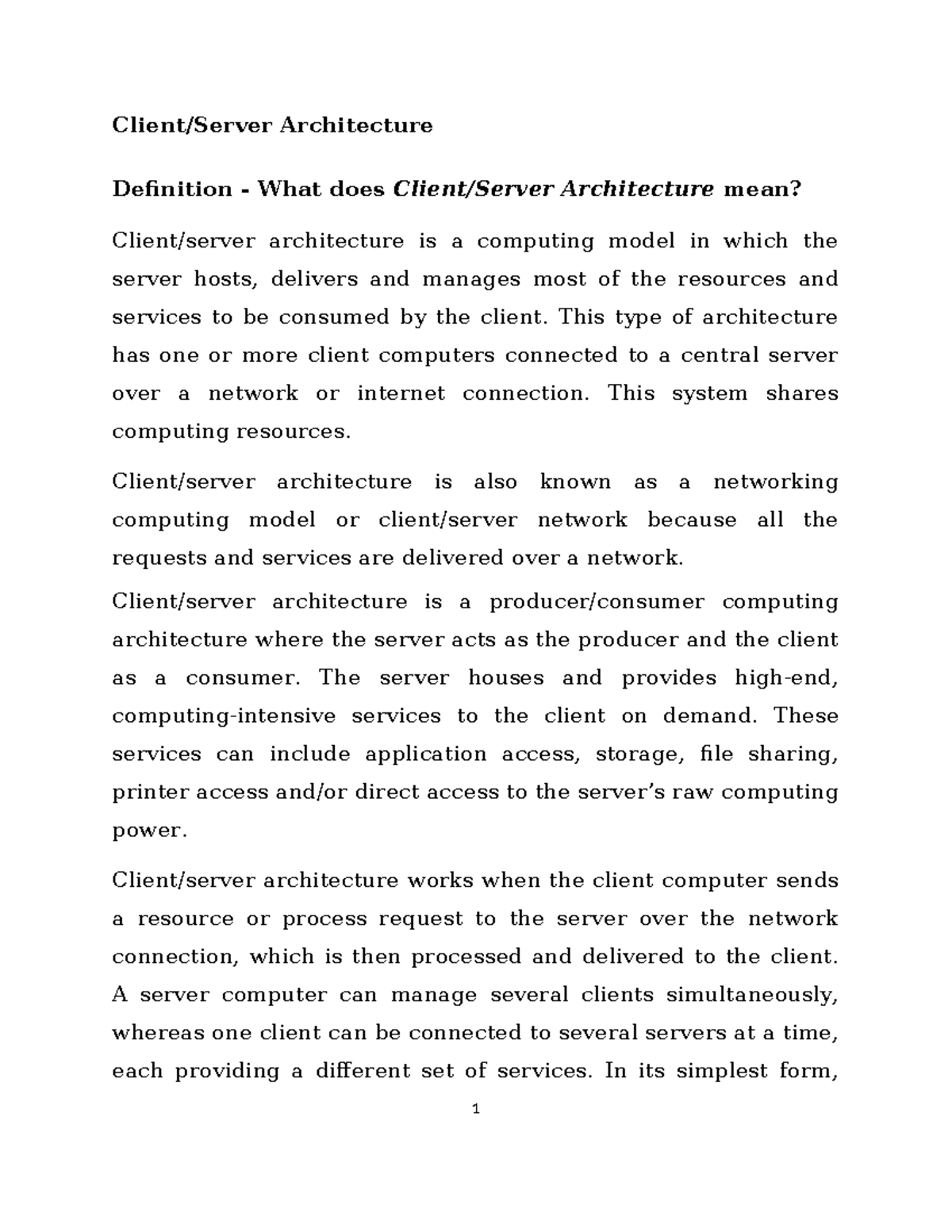 Lesson 6 - Client - Server Architecture - Client/Server Architecture ...