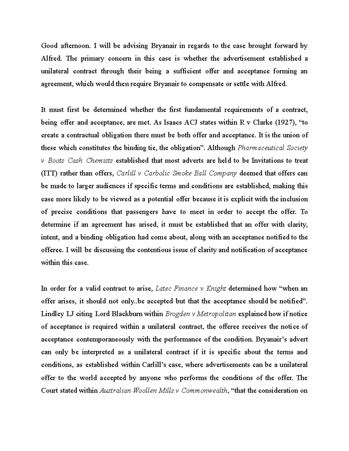 Contracts Presentation Script - Good afternoon. I will be advising ...