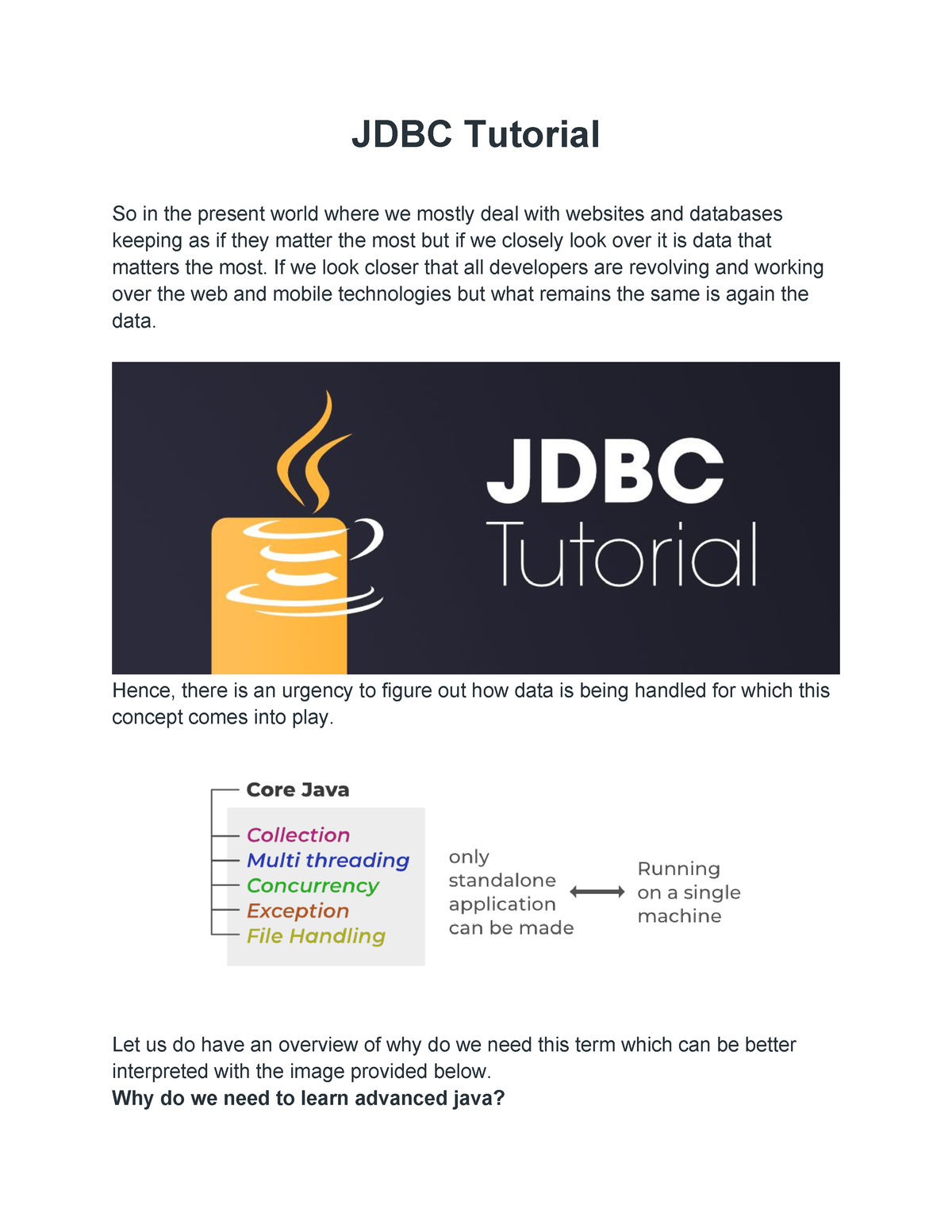 JDBC Tutorial - JDBC Tutorial So In The Present World Where We Mostly ...