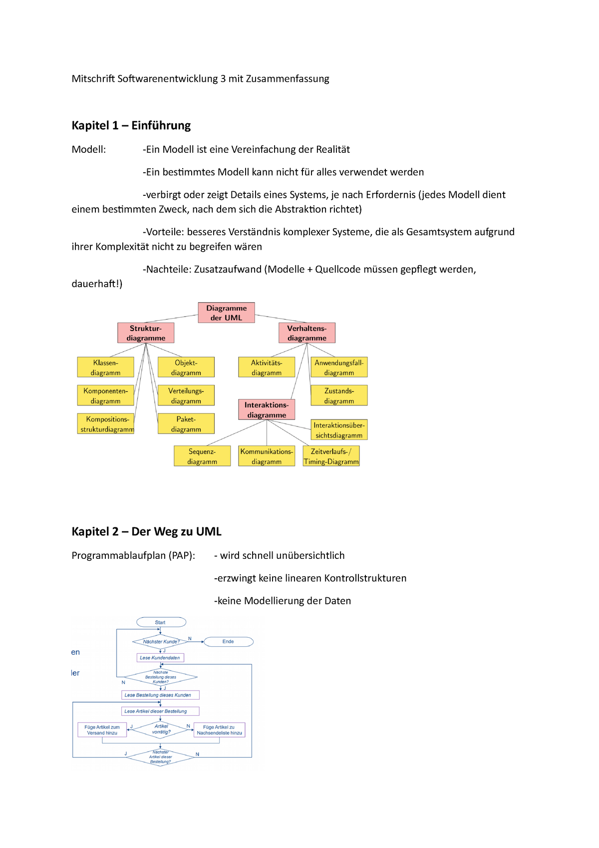 Zusammenfassung - Softwareentwicklung 3 - Mitschrift Softwarenentwicklung 3 mit Zusammenfassung 