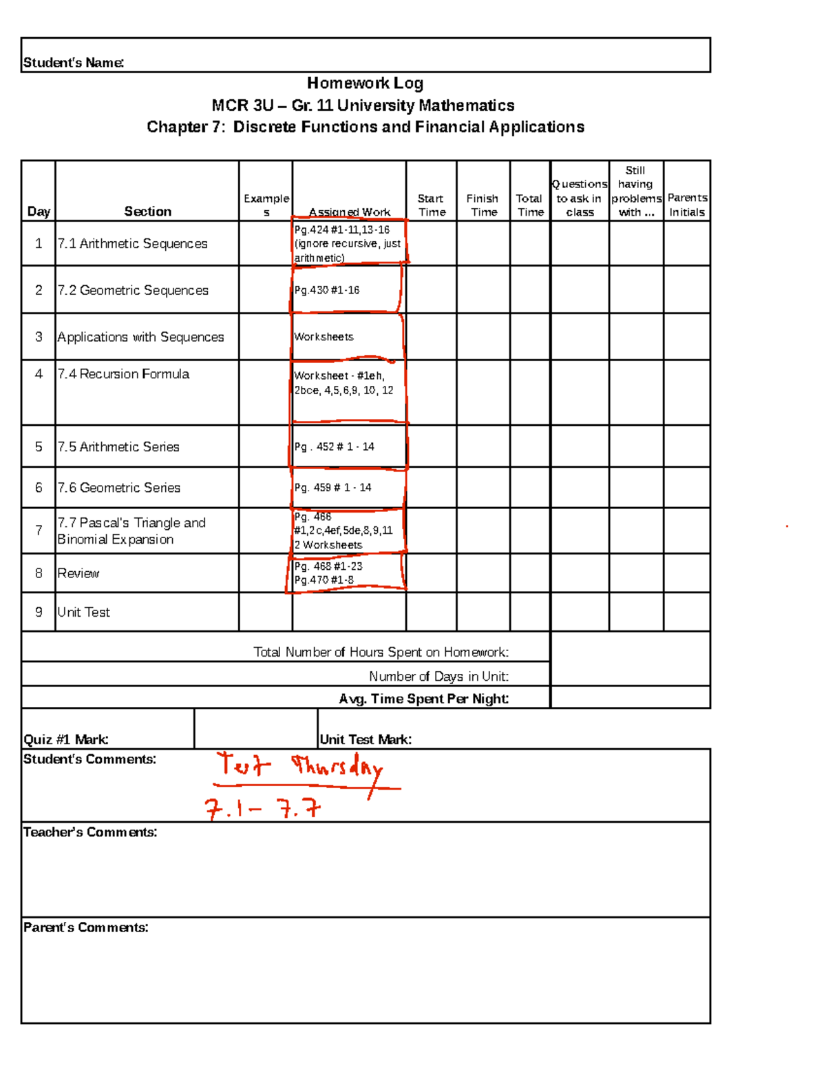 Chapter 7 Notes - ####### Student's Name: Homework Log MCR 3U – Gr. 11 ...