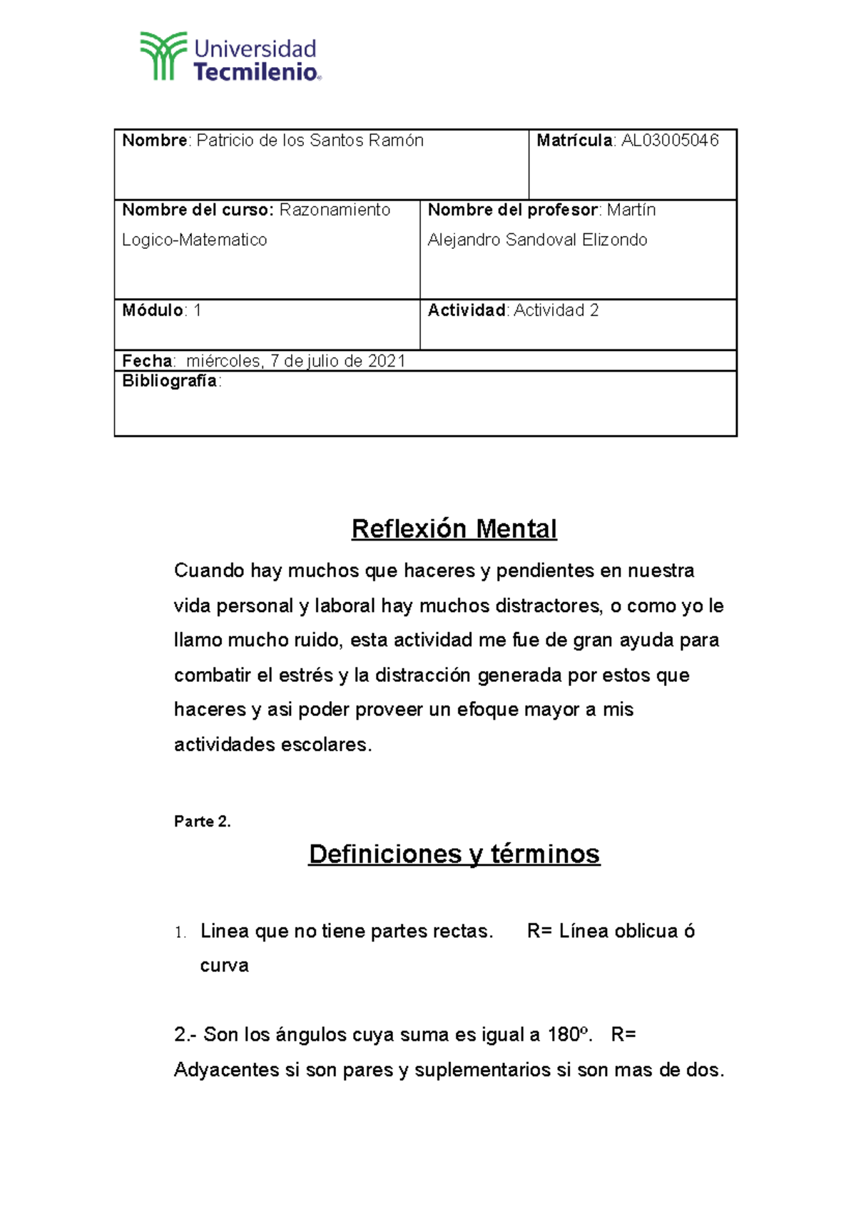 Actividad 2 Figuras geométricas y operaciones aritméticas Nombre Patricio de los Santos