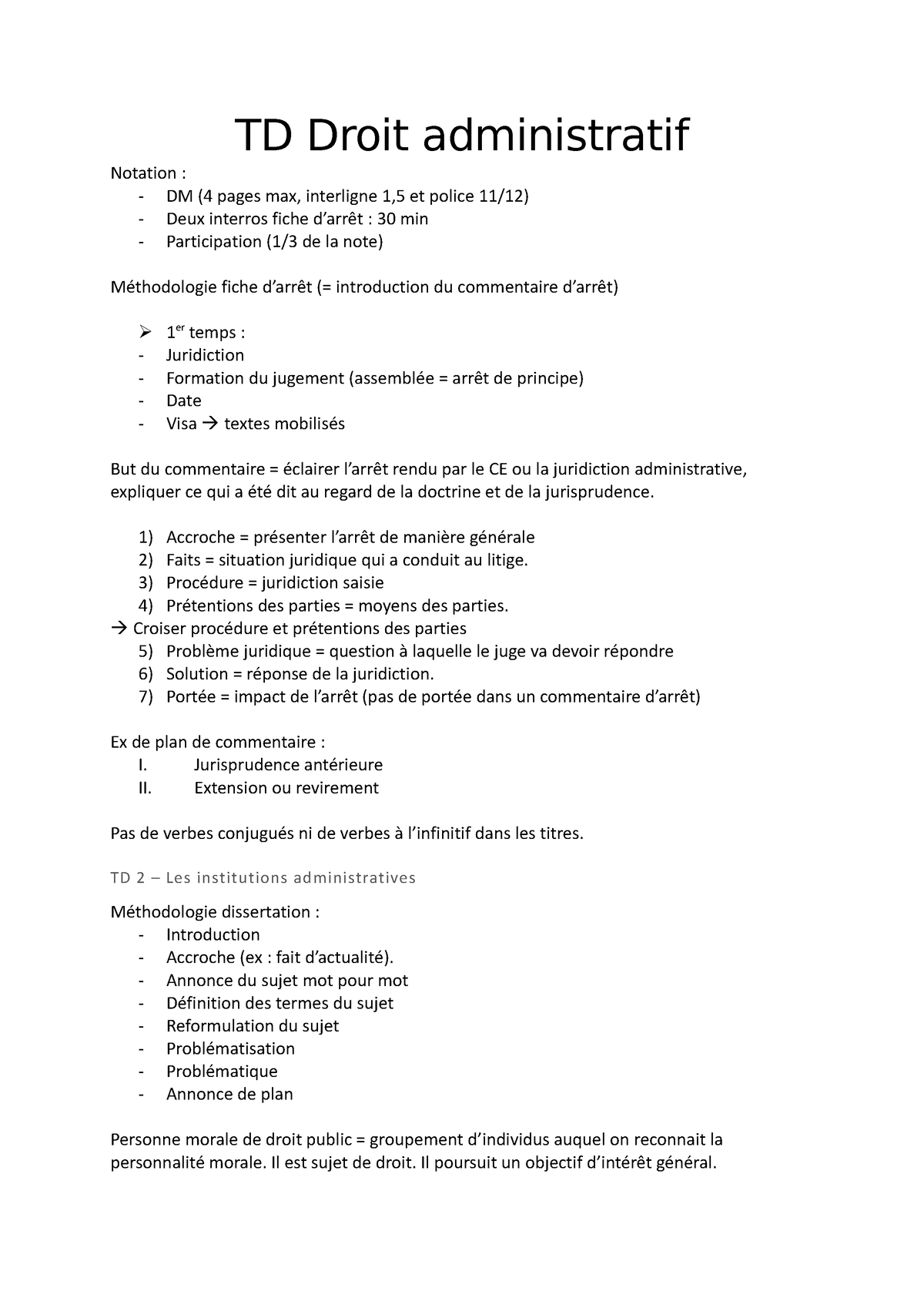 Droit Administratif - TD Droit Administratif Notation : - DM (4 Pages ...