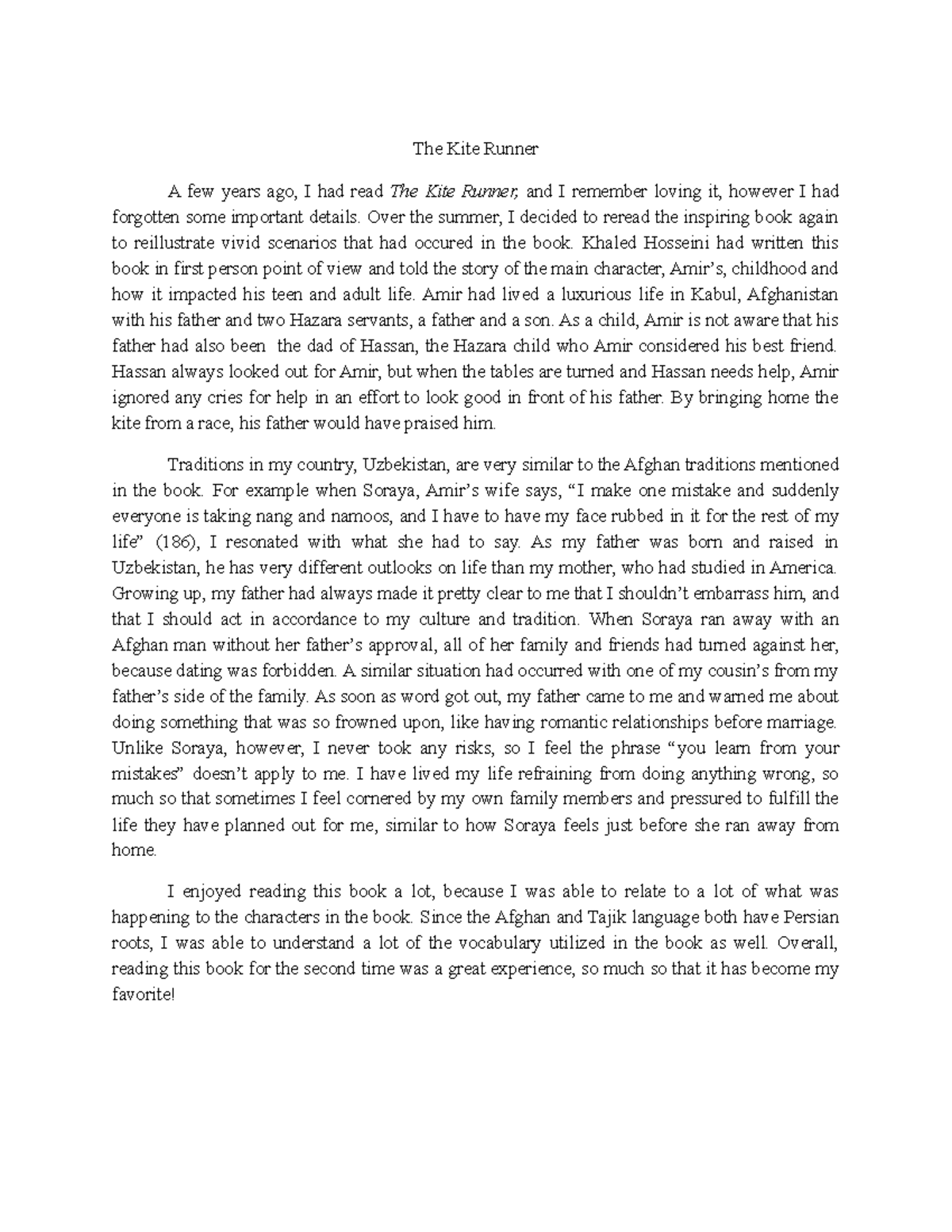 the kite runner forgiveness essay