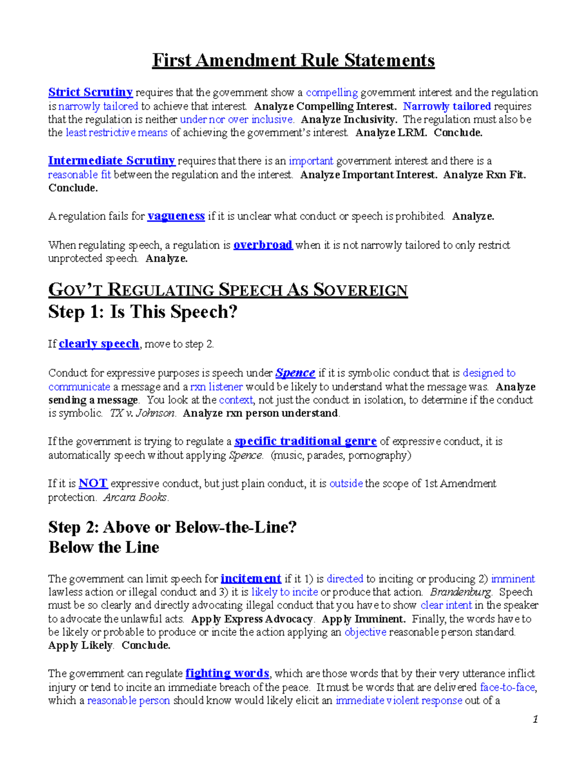 First Amendment Attack Outline Spring 2016 CALI Mc Donald - First ...