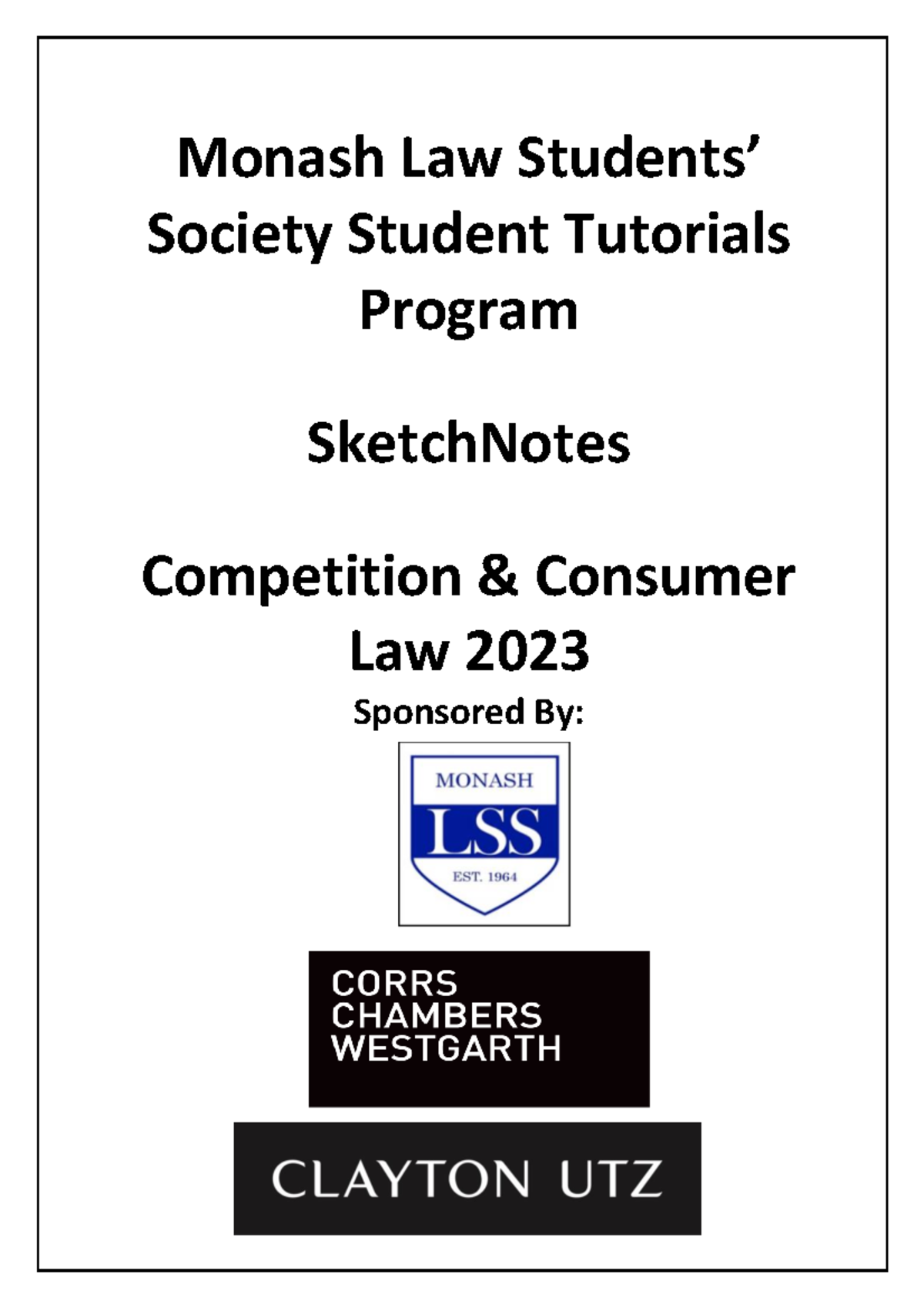 CCL LSS Notes 2023 - Monash Law Students’ Society Student Tutorials ...