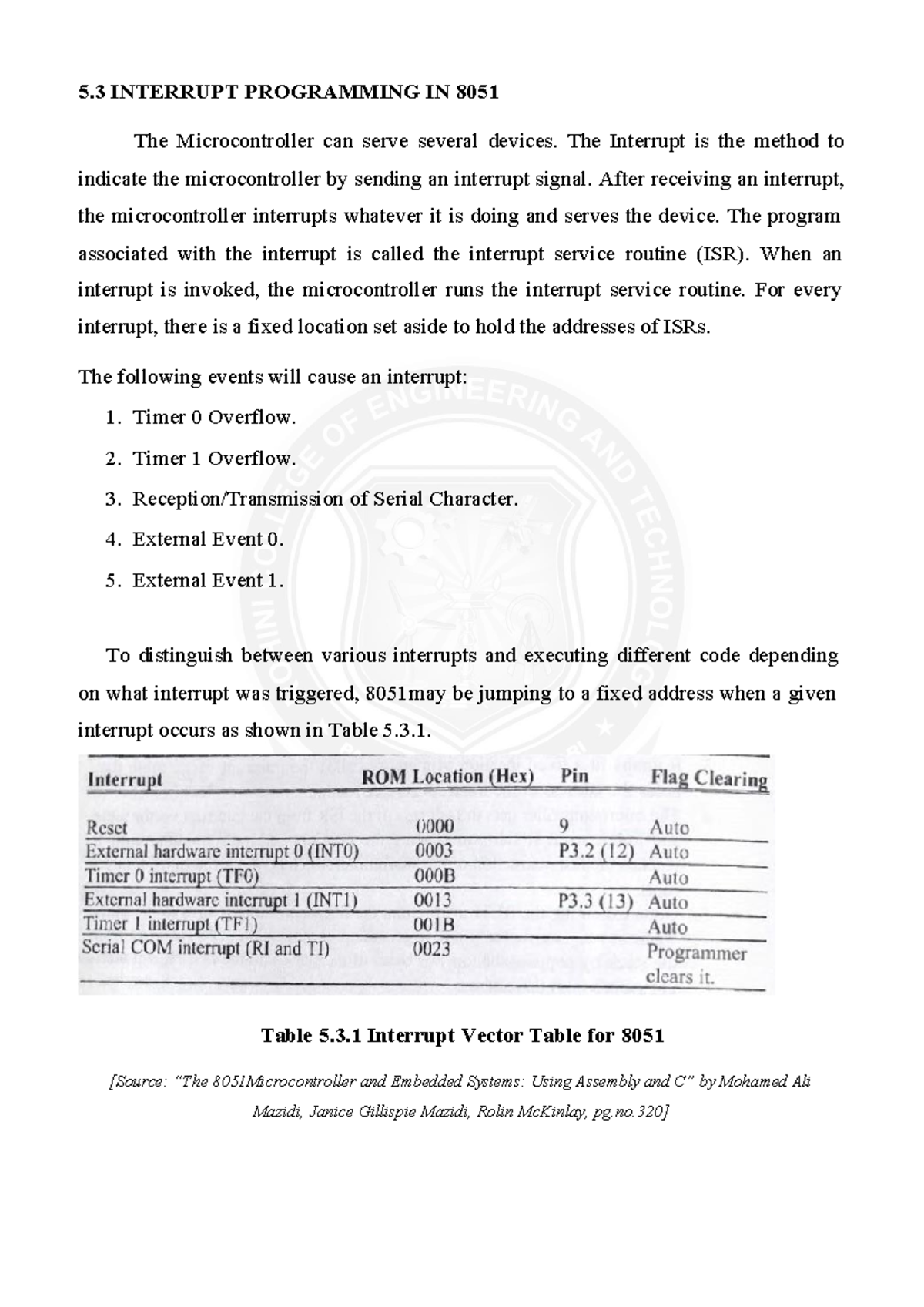 Interrupt handling -8051 - 5 INTERRUPT PROGRAMMING IN 8051 The ...