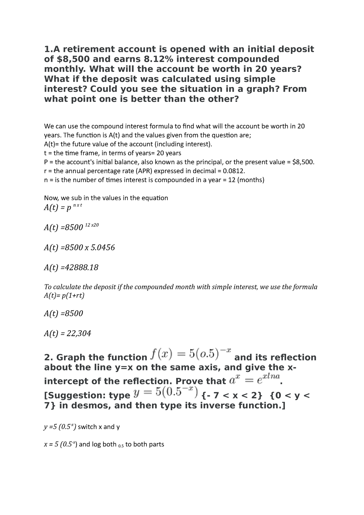 written assignment unit 5 math 1201