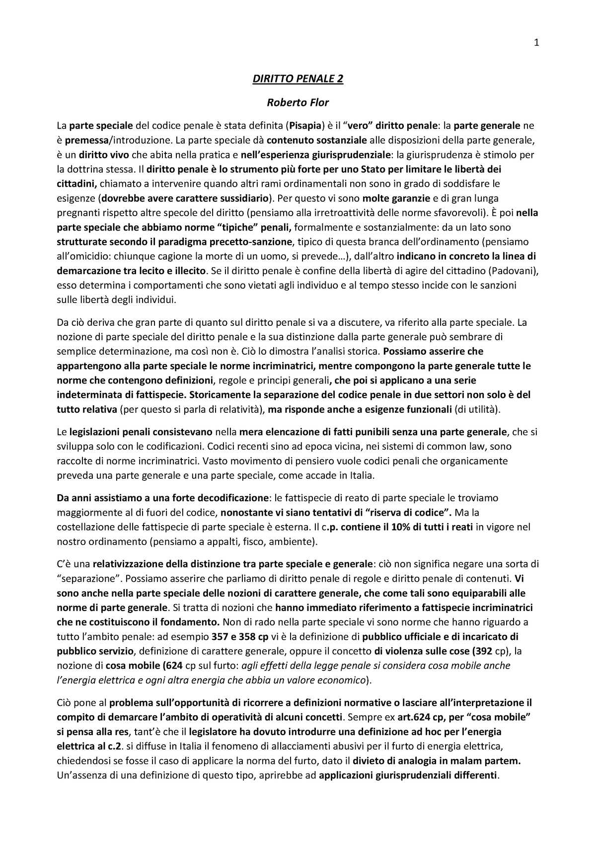 Penale 2 Appunti Molto Accurati DIRITTO PENALE 2 Roberto Flor La Parte Speciale Del Codice