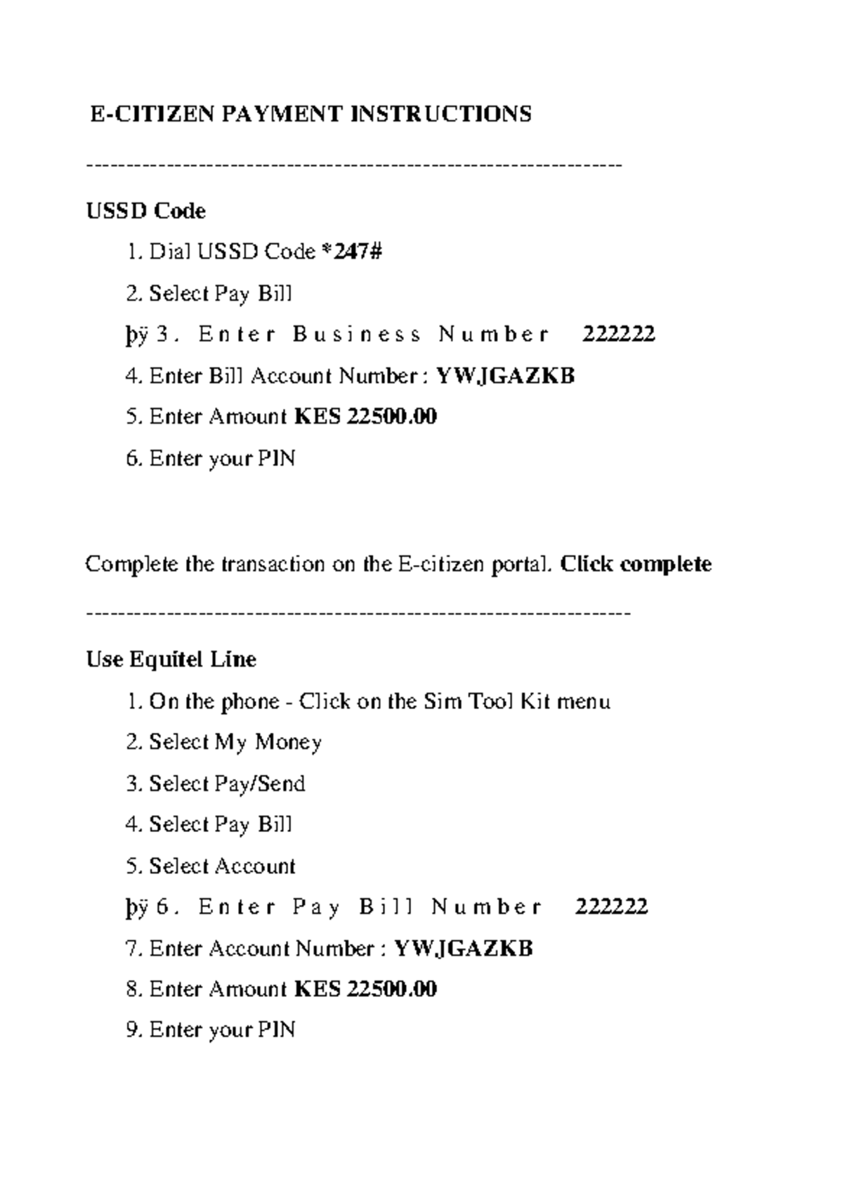 Human anatomy and physiology - E-CITIZEN PAYMENT INSTRUCTIONS - USSD ...