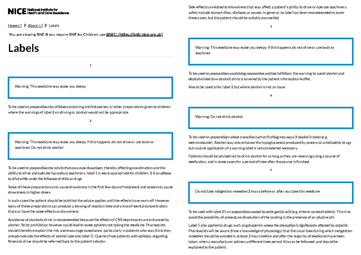 Labels About BNF Content Published By NICE1 - Home (/) About ...