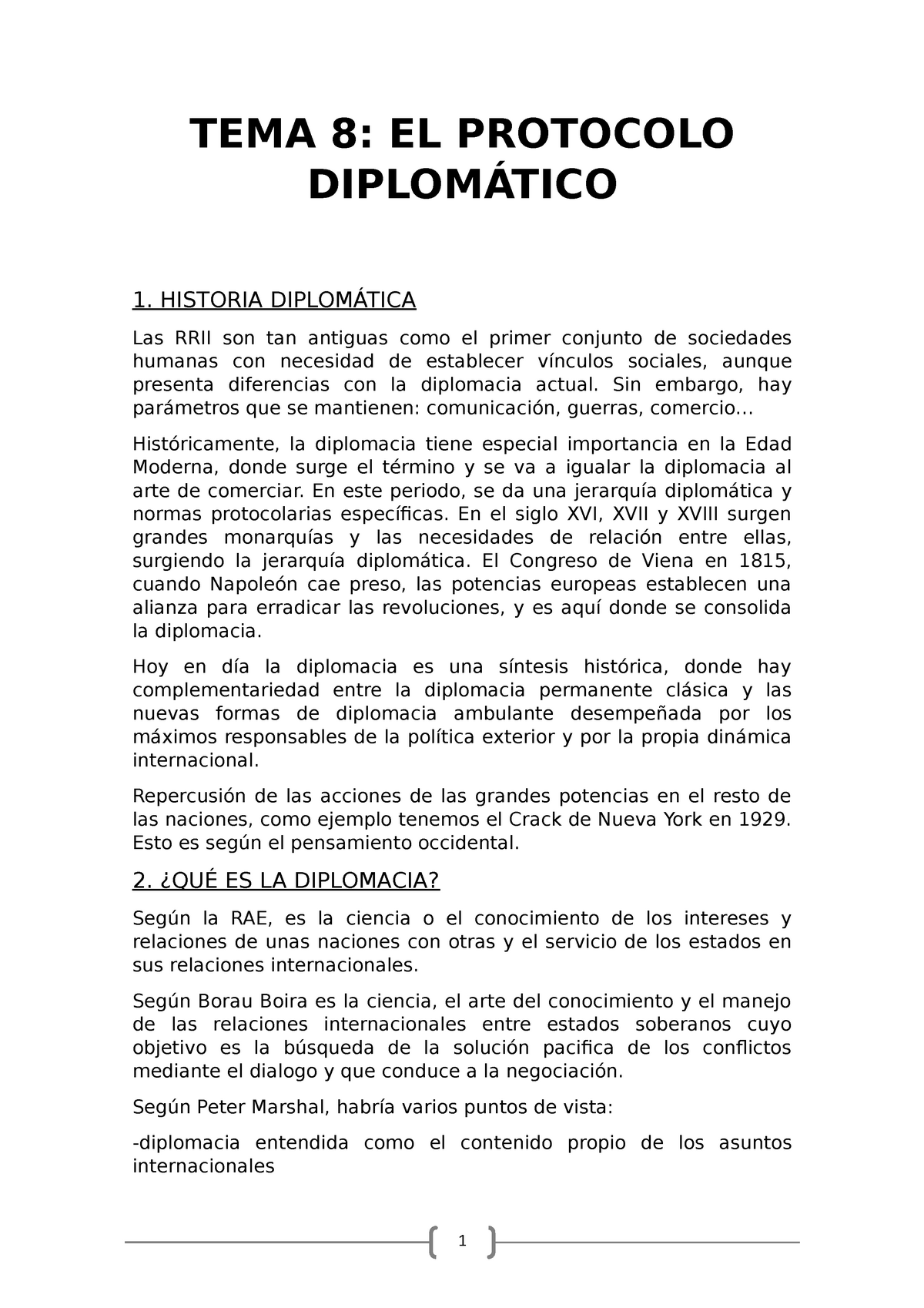 Tema 8 El Protocolo Diplomático Tema 8 El Protocolo DiplomÁtico 1 Historia DiplomÁtica Las 5937