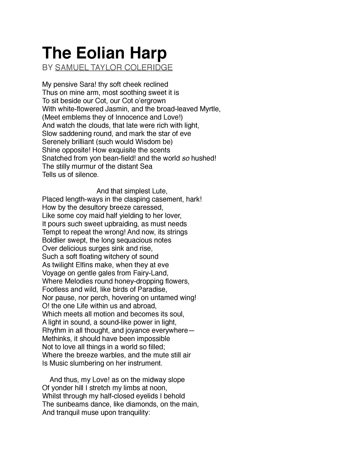 the eolian harp