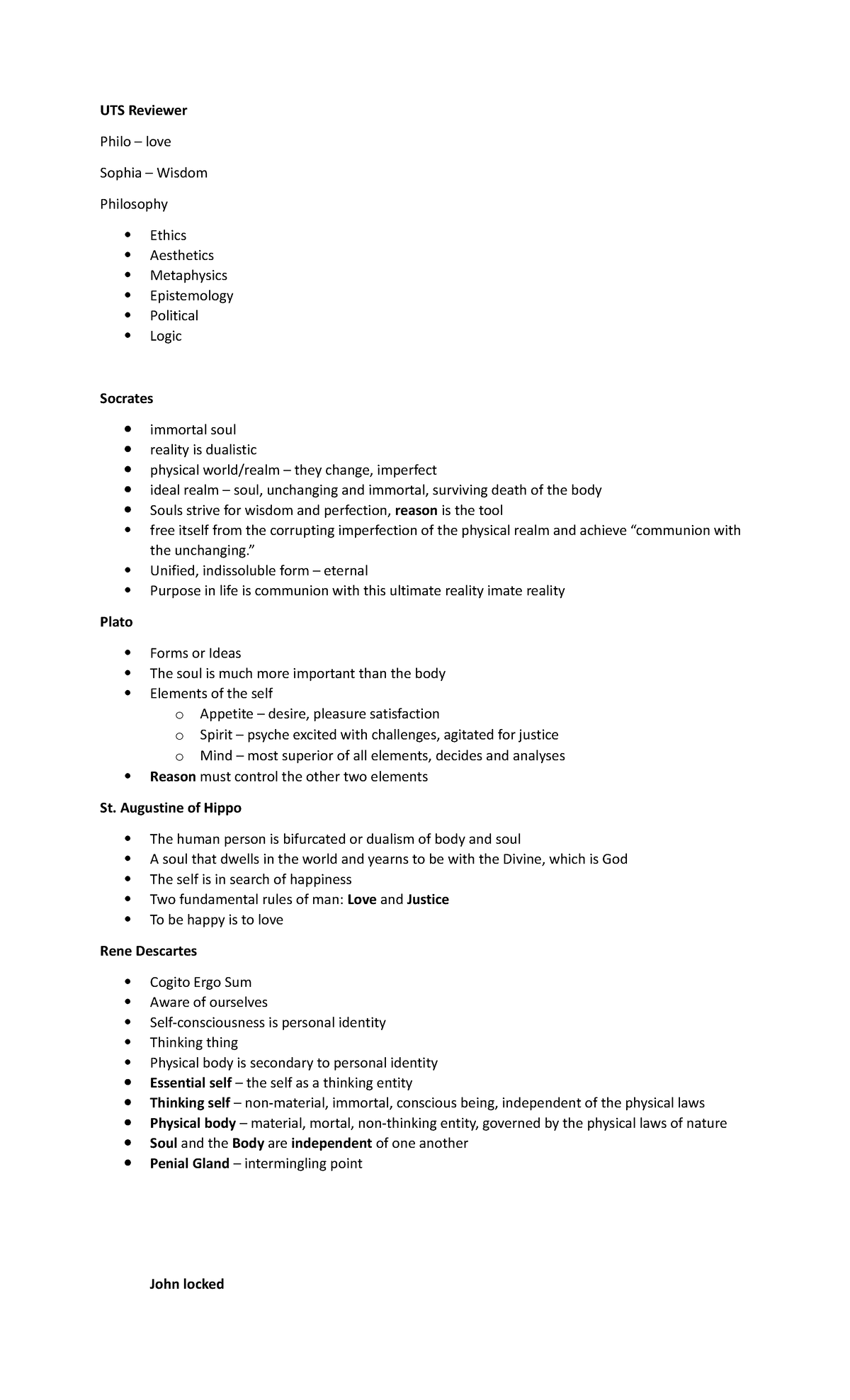 notes in uts 1st year - UTS Reviewer Philo – love Sophia – Wisdom ...