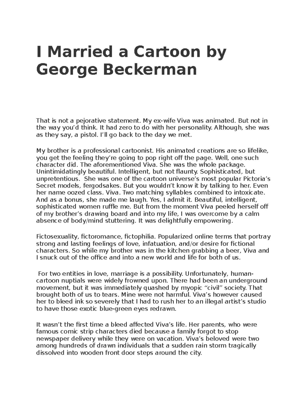 I Married a Cartoon by George Beckerman - I Married a Cartoon by George ...