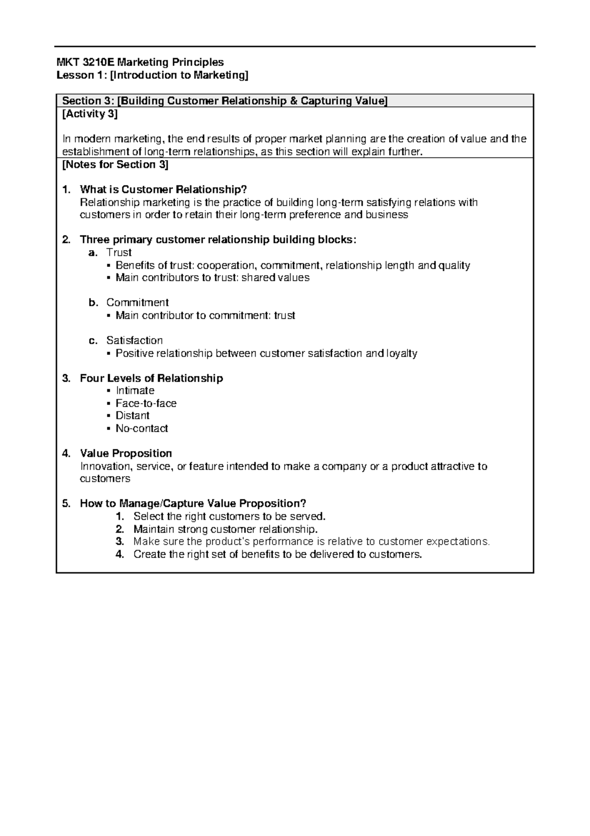 Mkt 3210e Marketing Principles-l01 Section 3 Text Note - Mkt 3210e 