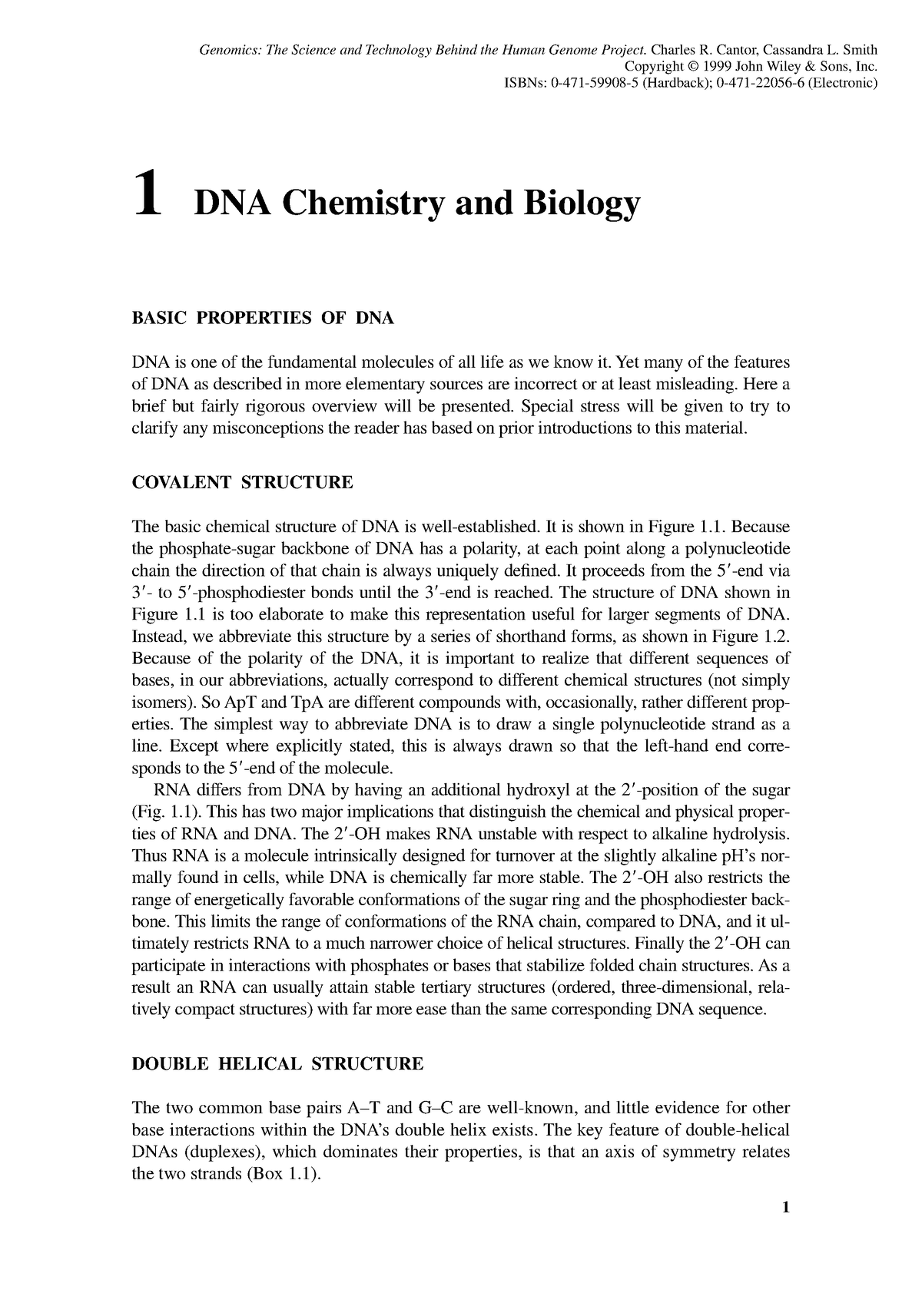 01 - Notes - 1 DNA Chemistry And Biology BASIC PROPERTIES OF DNA DNA Is ...