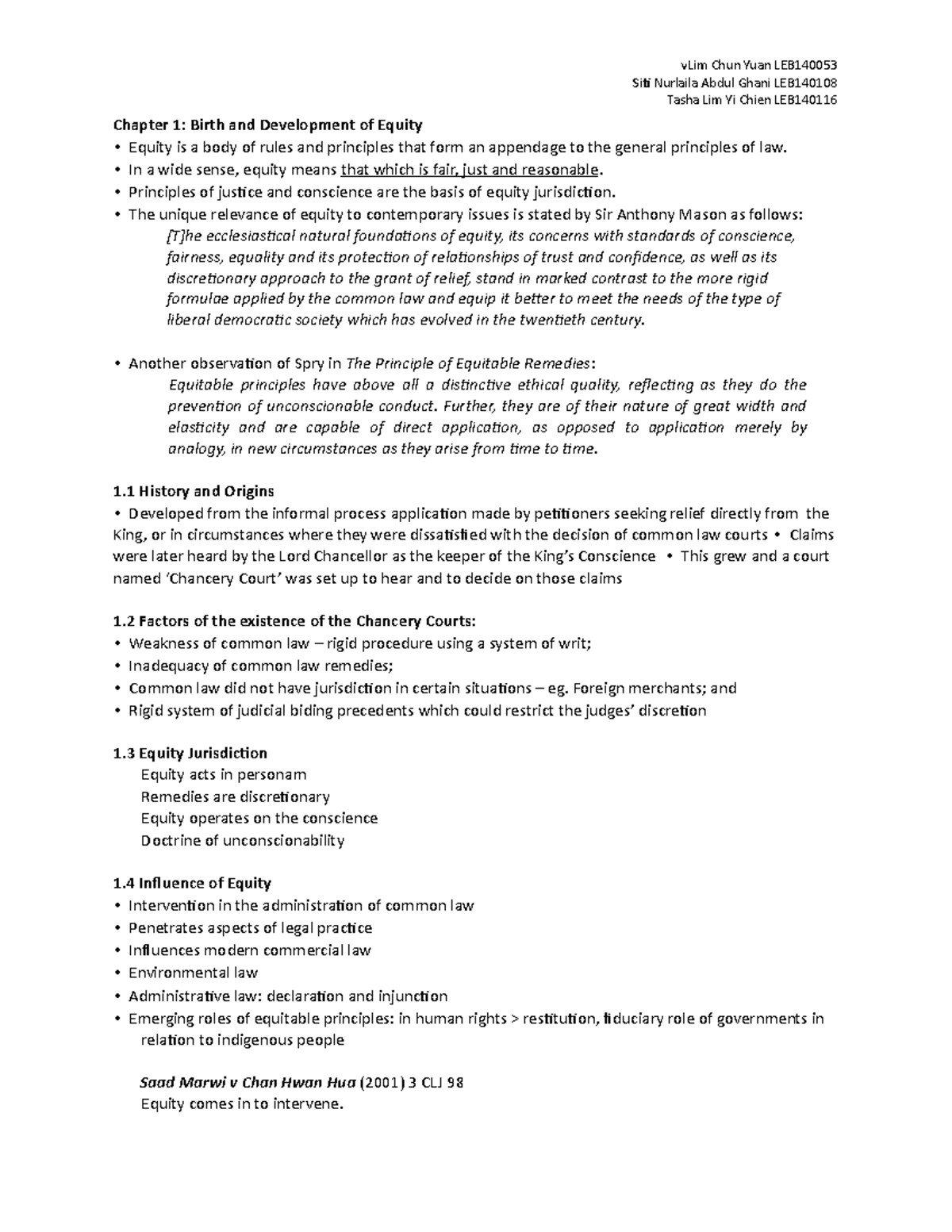 CYLT Equity Notes - vLim Chun Yuan LEB Siti Nurlaila Abdul Ghani LEB ...