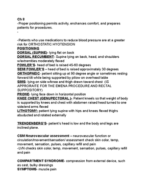 Different Positionings - 1. Supine Position / Dorsal / Horizontal Recumbent  :-  Patient lies Flat - Studocu