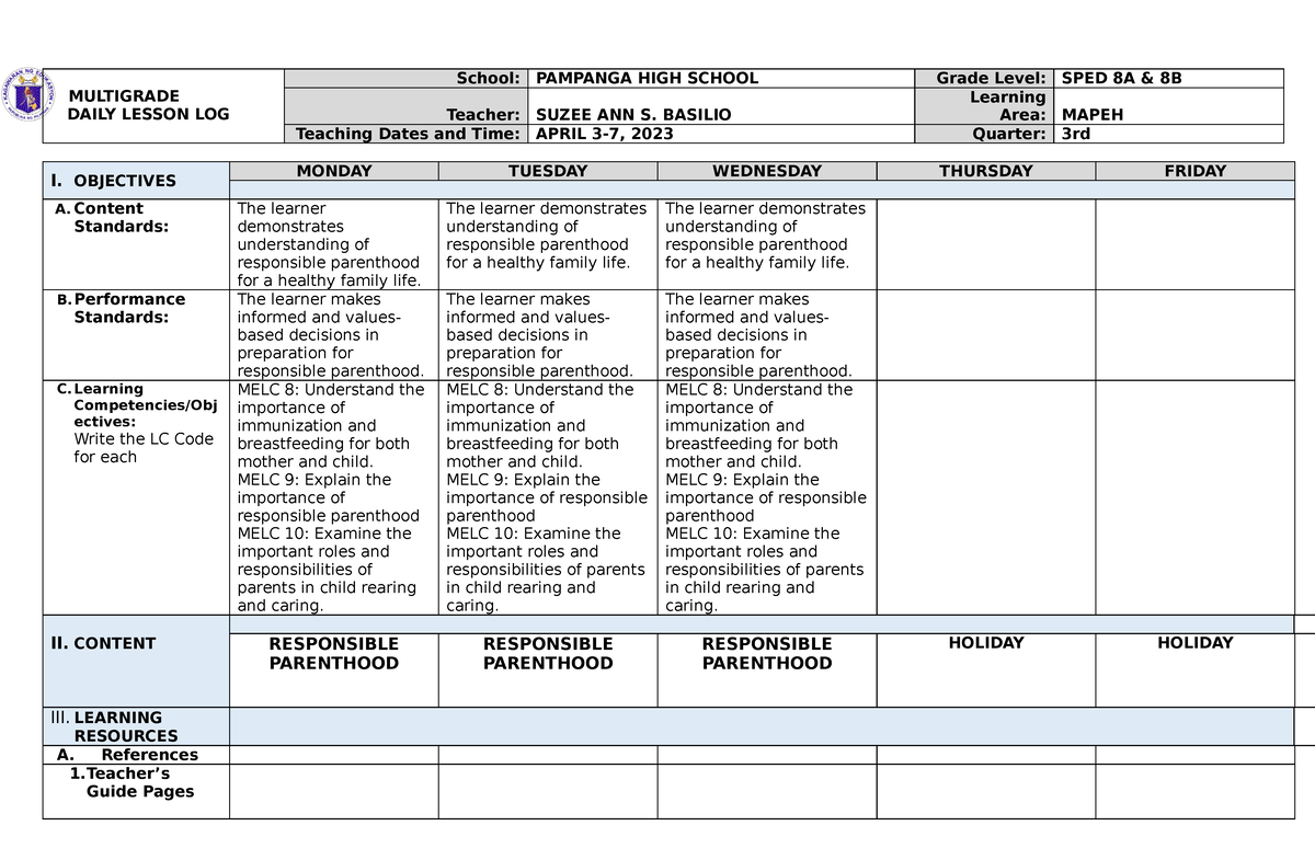 Q3- Mapeh-8 April 3-7 - Hope this will help - MULTIGRADE DAILY LESSON ...