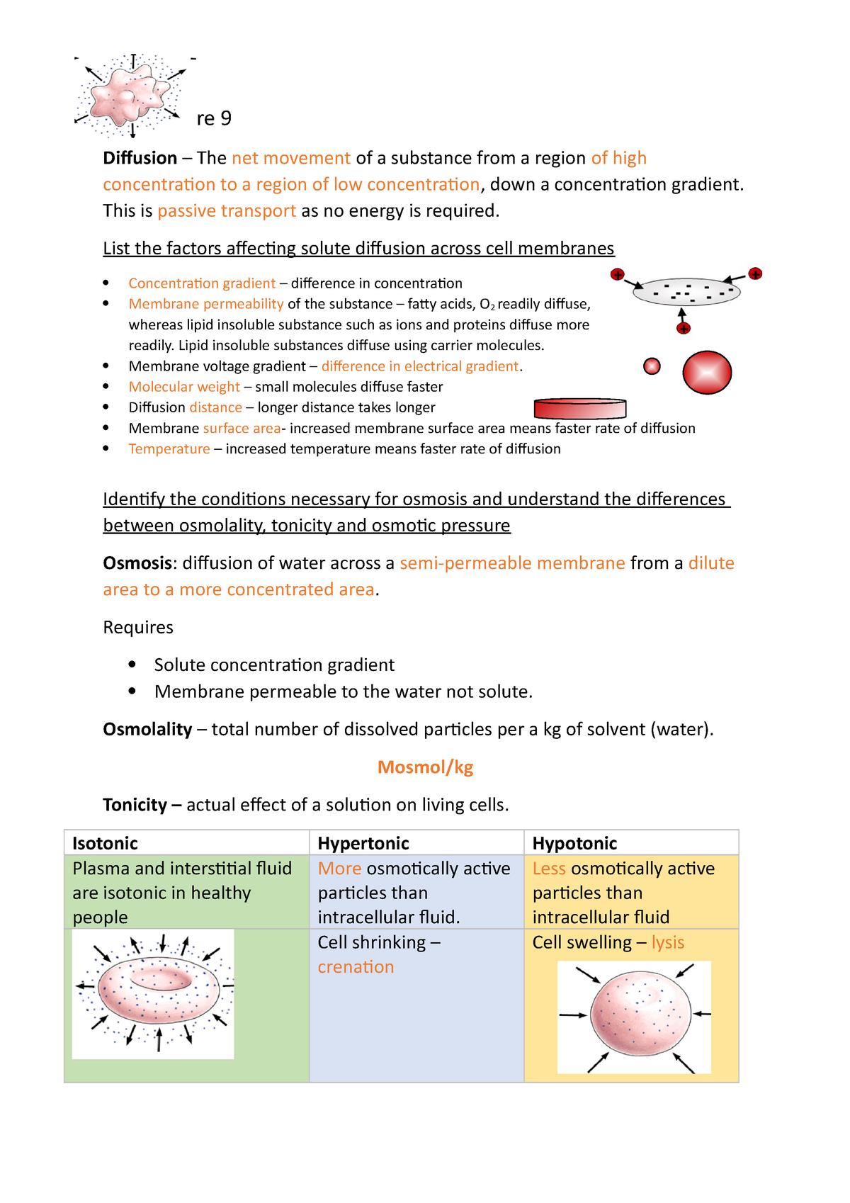 CTO 21 Membrane transport - CTO Lecture 21 Diffusion – The net For Cell Membrane And Tonicity Worksheet