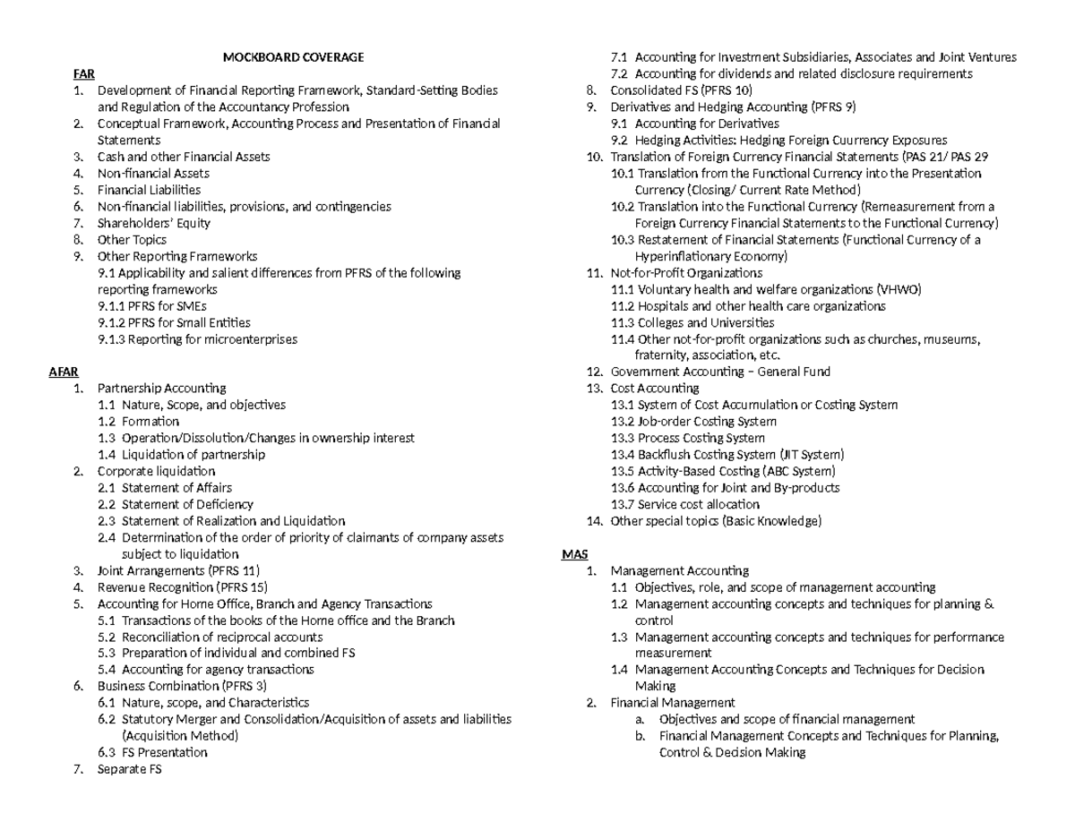 Accounting Moments - MOCKBOARD COVERAGE FAR Development Of Financial ...