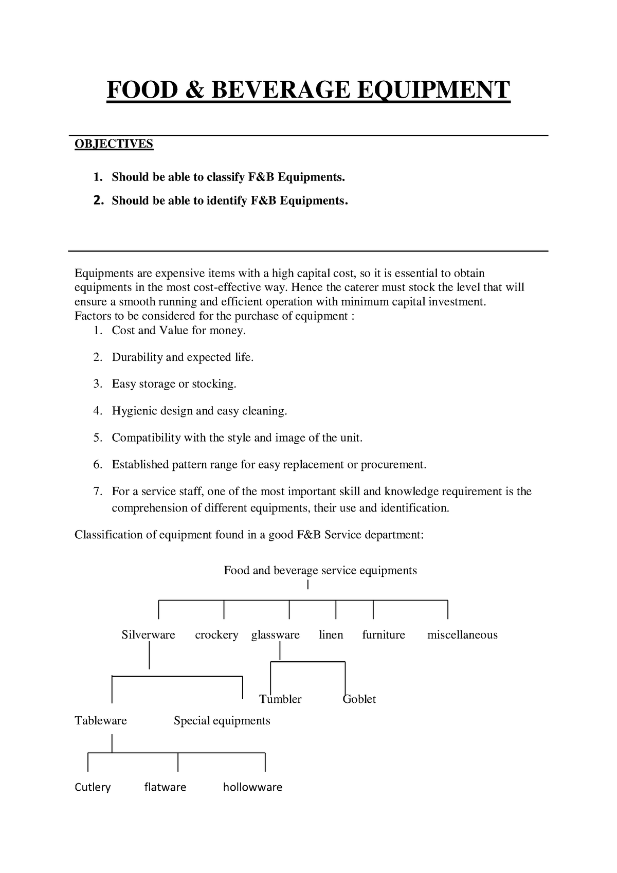 food and beverage services research paper