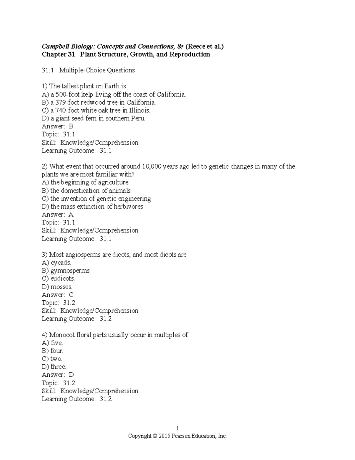 Chapter 31 Practice Questions - Campbell Biology: Concepts And ...