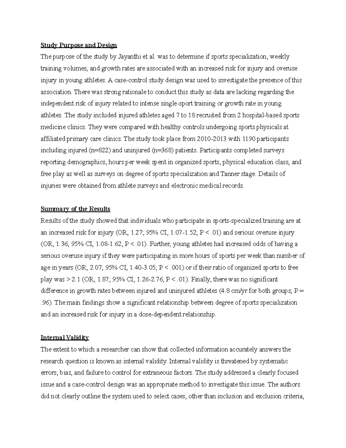 HSCI270 Mod 5 Appraisal - Study Purpose And Design The Purpose Of The ...