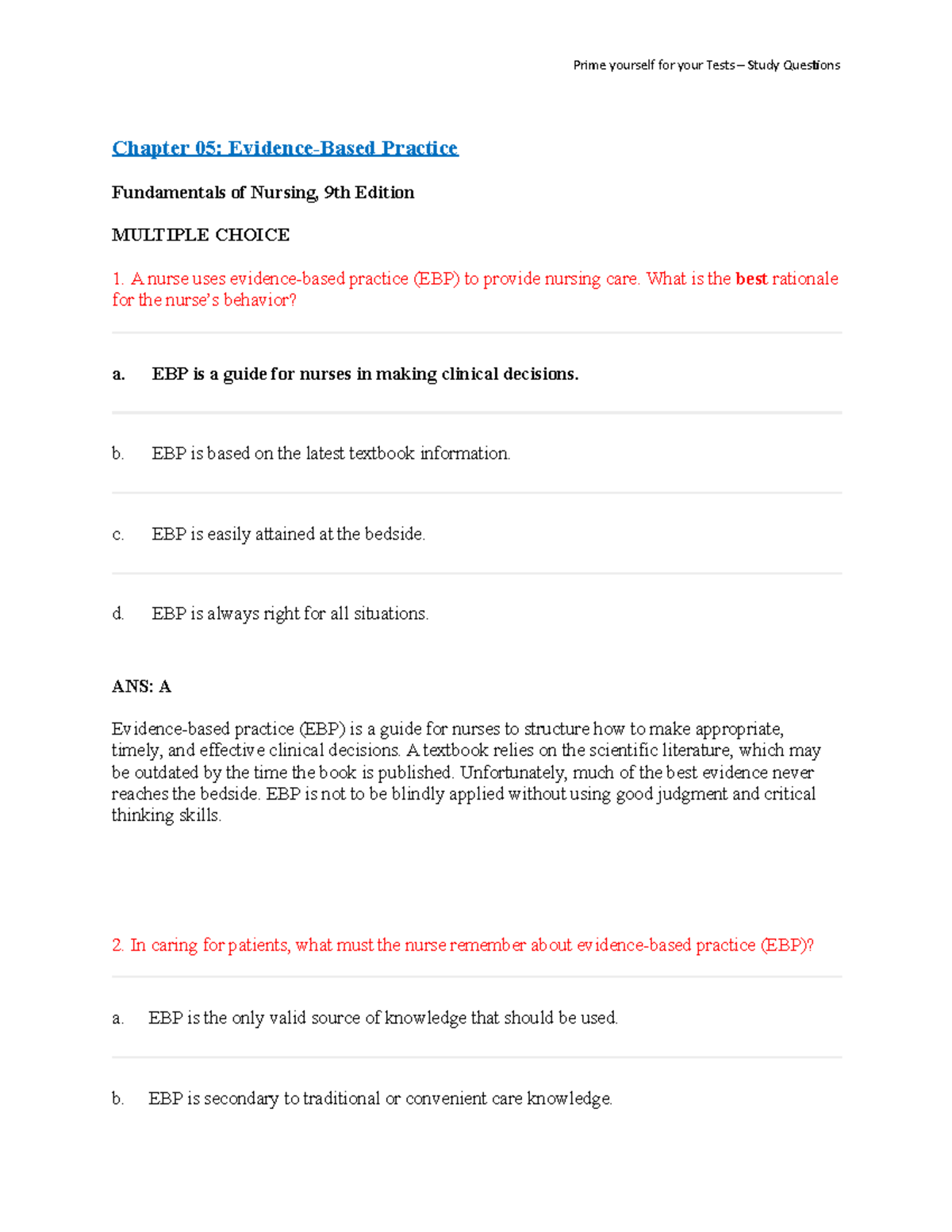 Chapter 05 Fundamentals And Medical Surgical - Chapter 05: Evidence ...