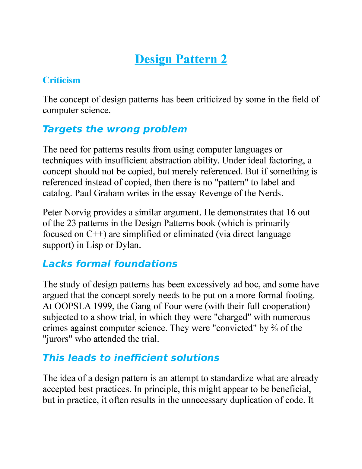 Design Pattern 2 - Targets The Wrong Problem The Need For Patterns ...