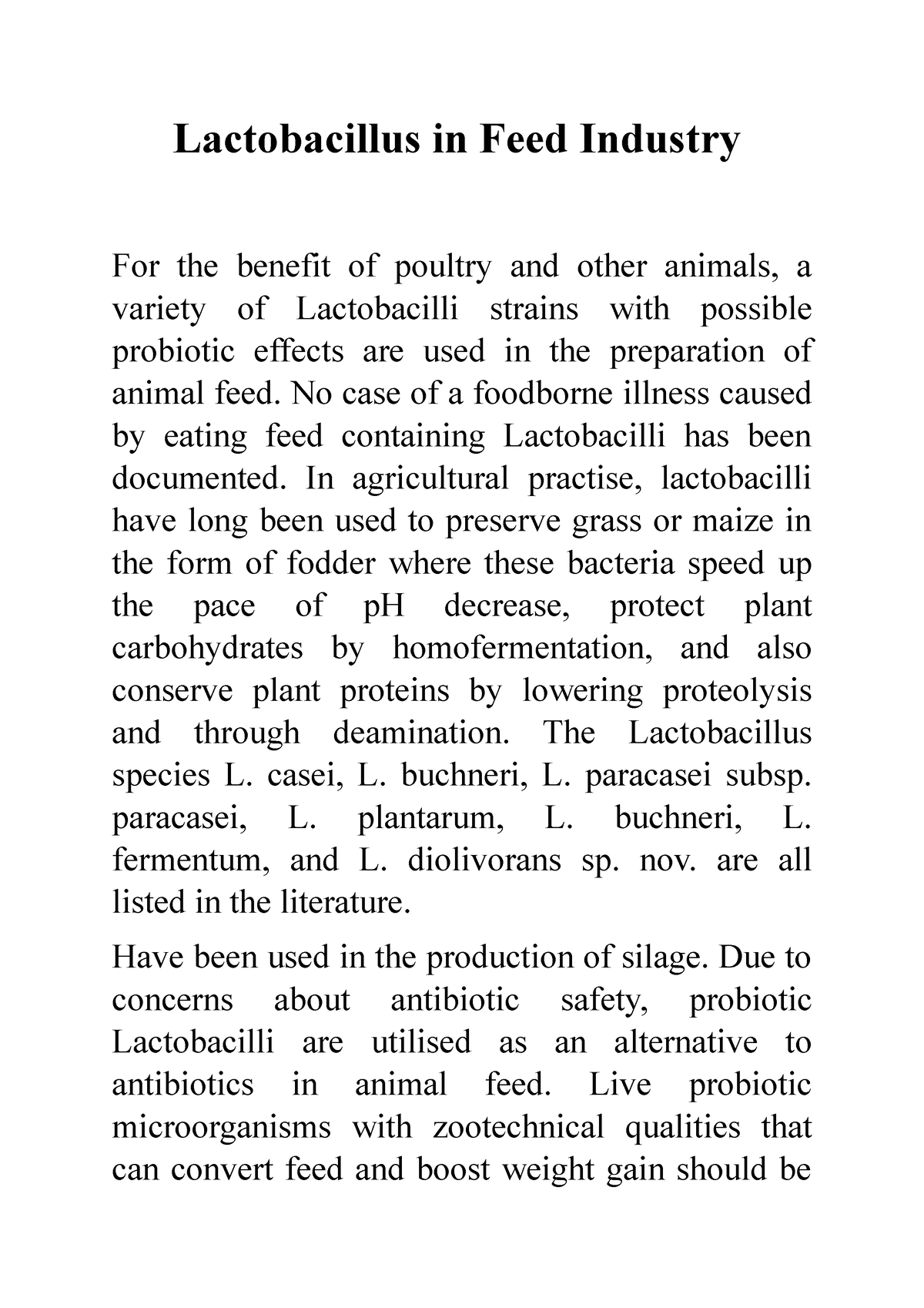 Lactobacillus In Feed Industry - No Case Of A Foodborne Illness Caused ...