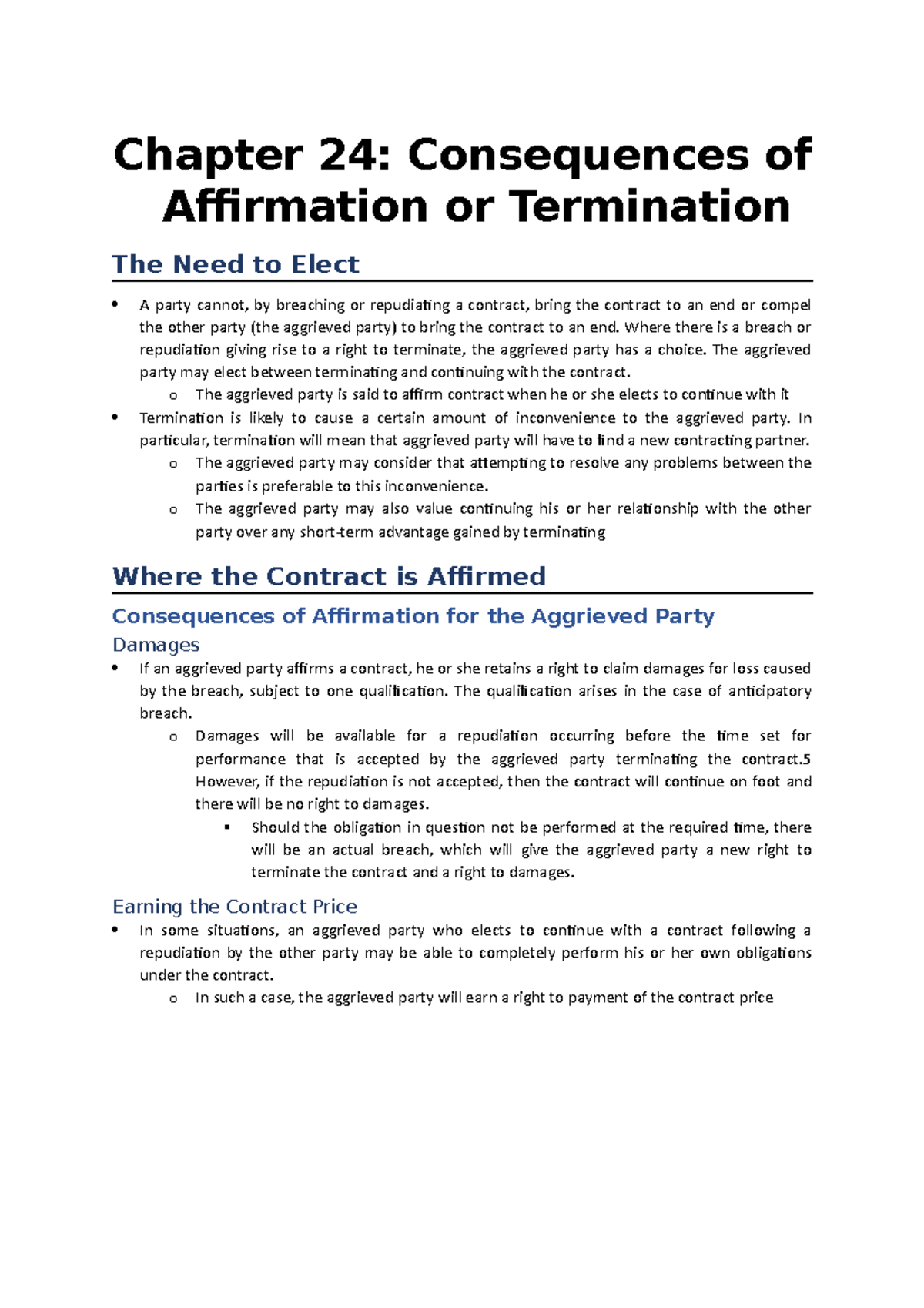 24. Consequences of Affirmation or Termination - Where there is a ...